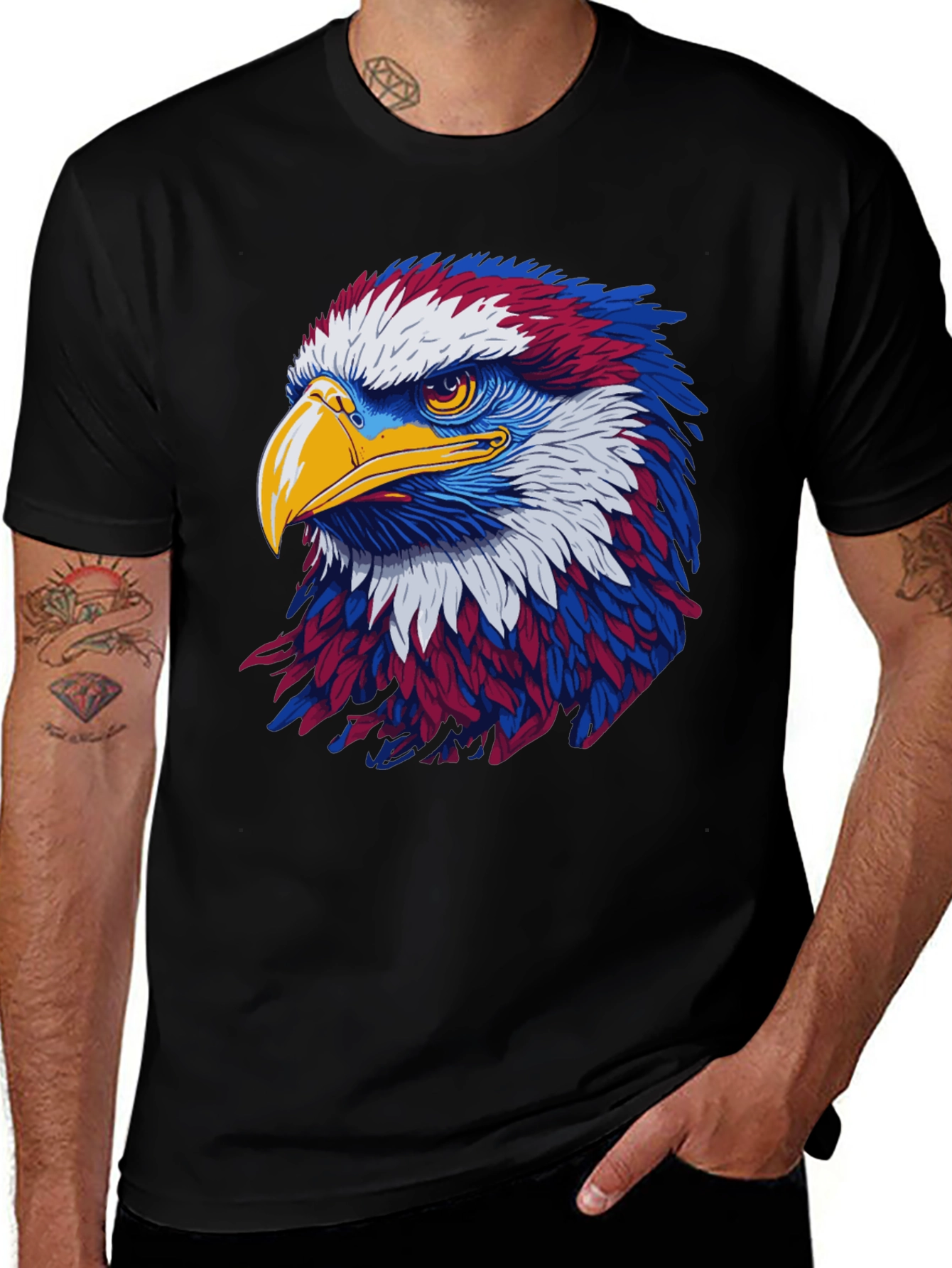 Patriotic Eagle Graphic Black T-Shirt