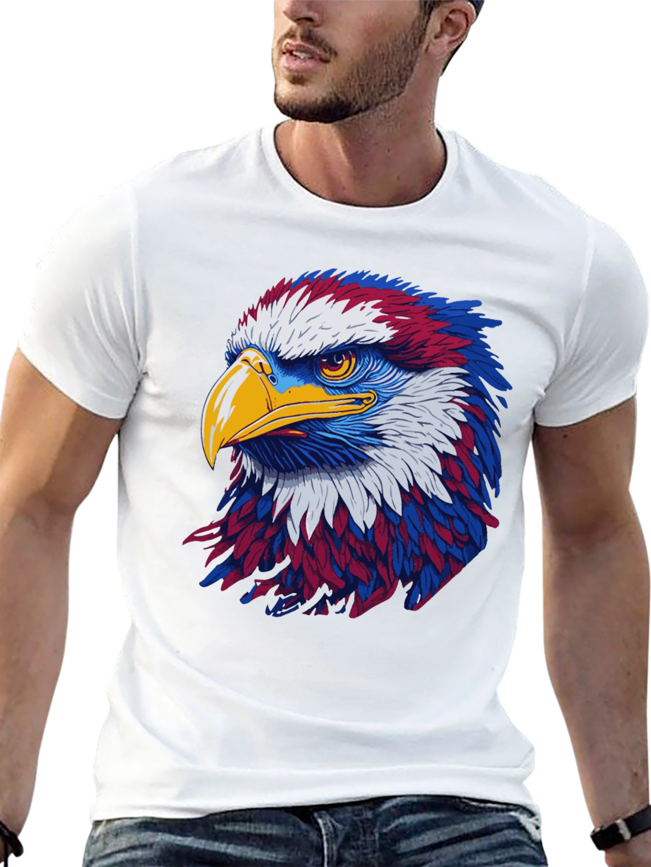 Patriotic Eagle Graphic Black T-Shirt