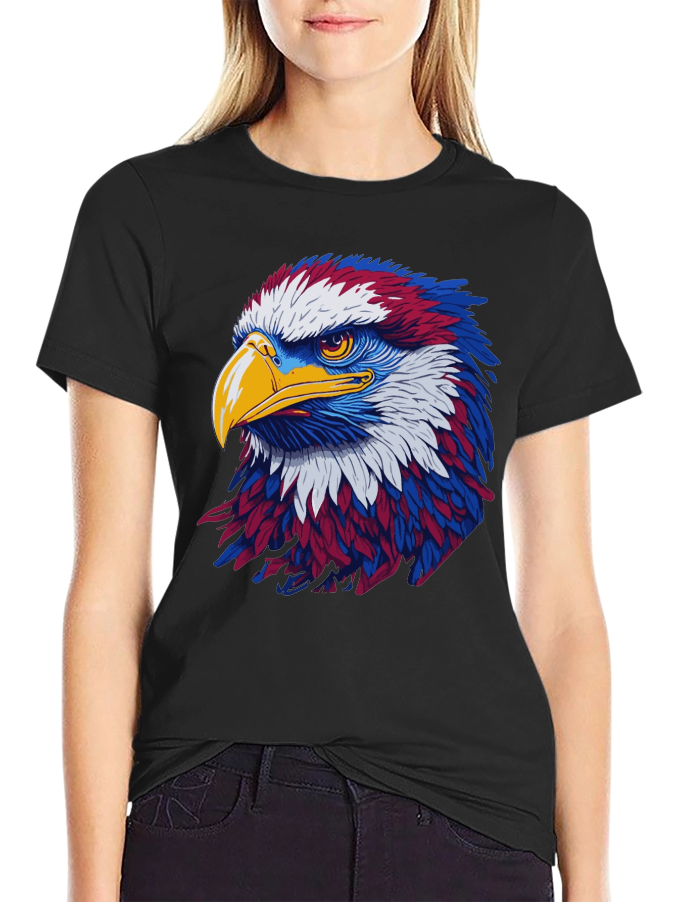 Patriotic Eagle Graphic Black T-Shirt