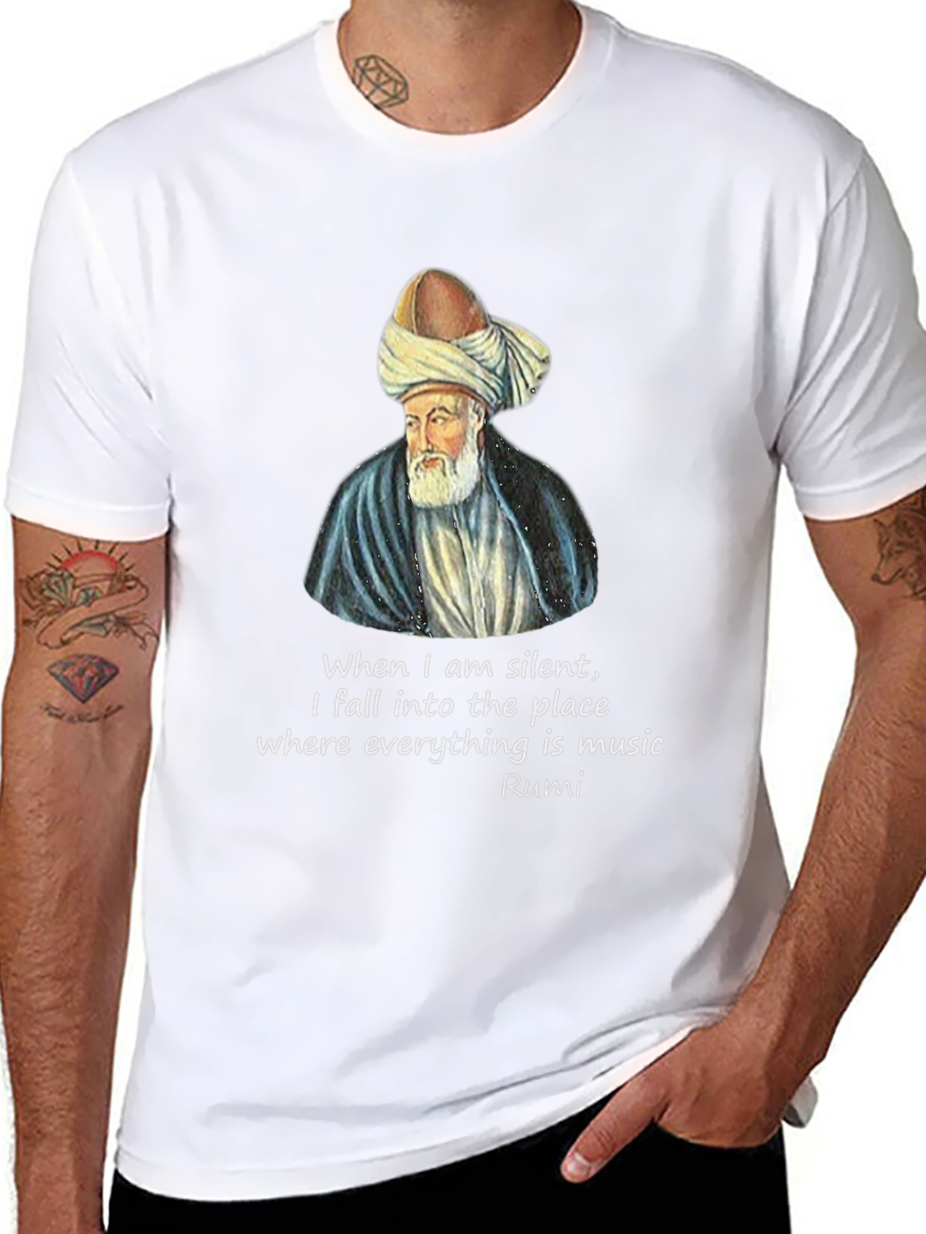 Rumi Quote T-Shirt - Music of Silence Graphic Tee
