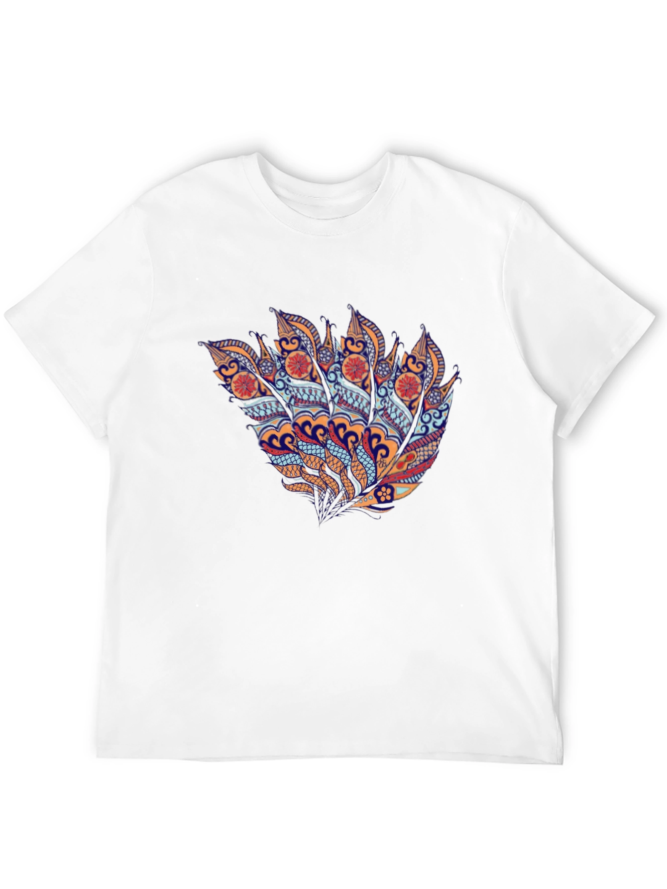 Abstract Feather Graphic Black T-Shirt