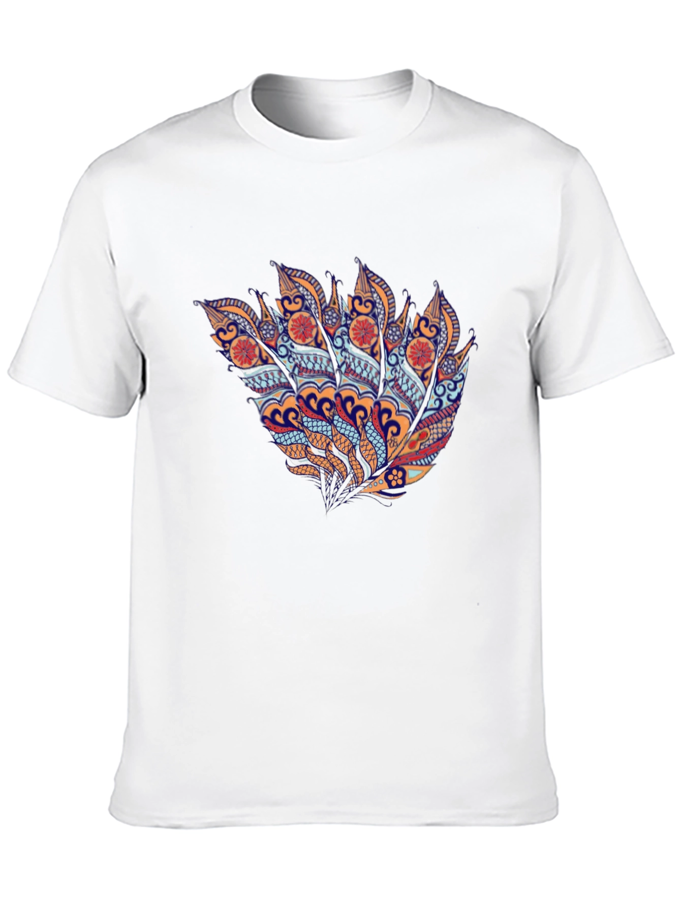 Abstract Feather Graphic Black T-Shirt