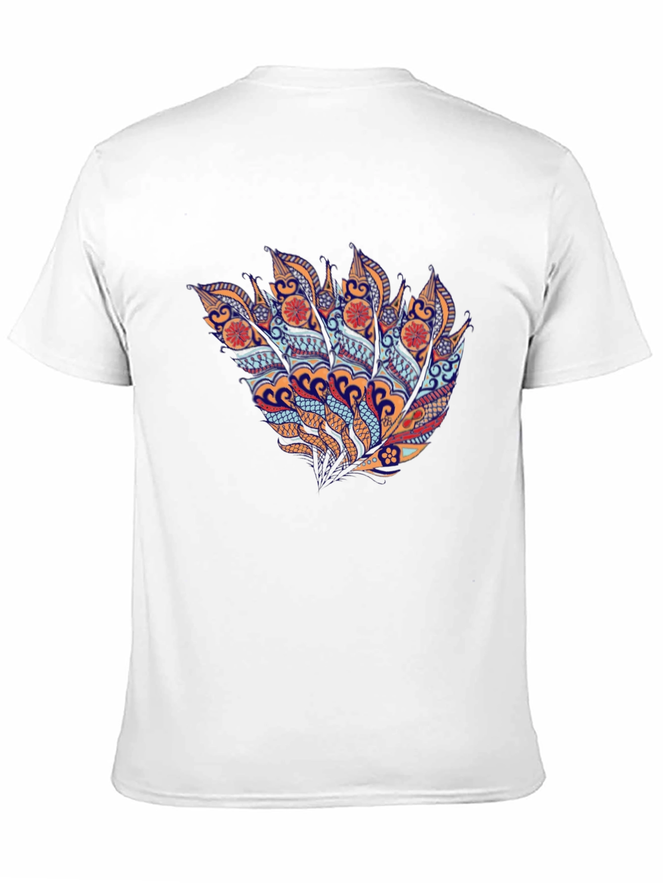 Abstract Feather Graphic Black T-Shirt