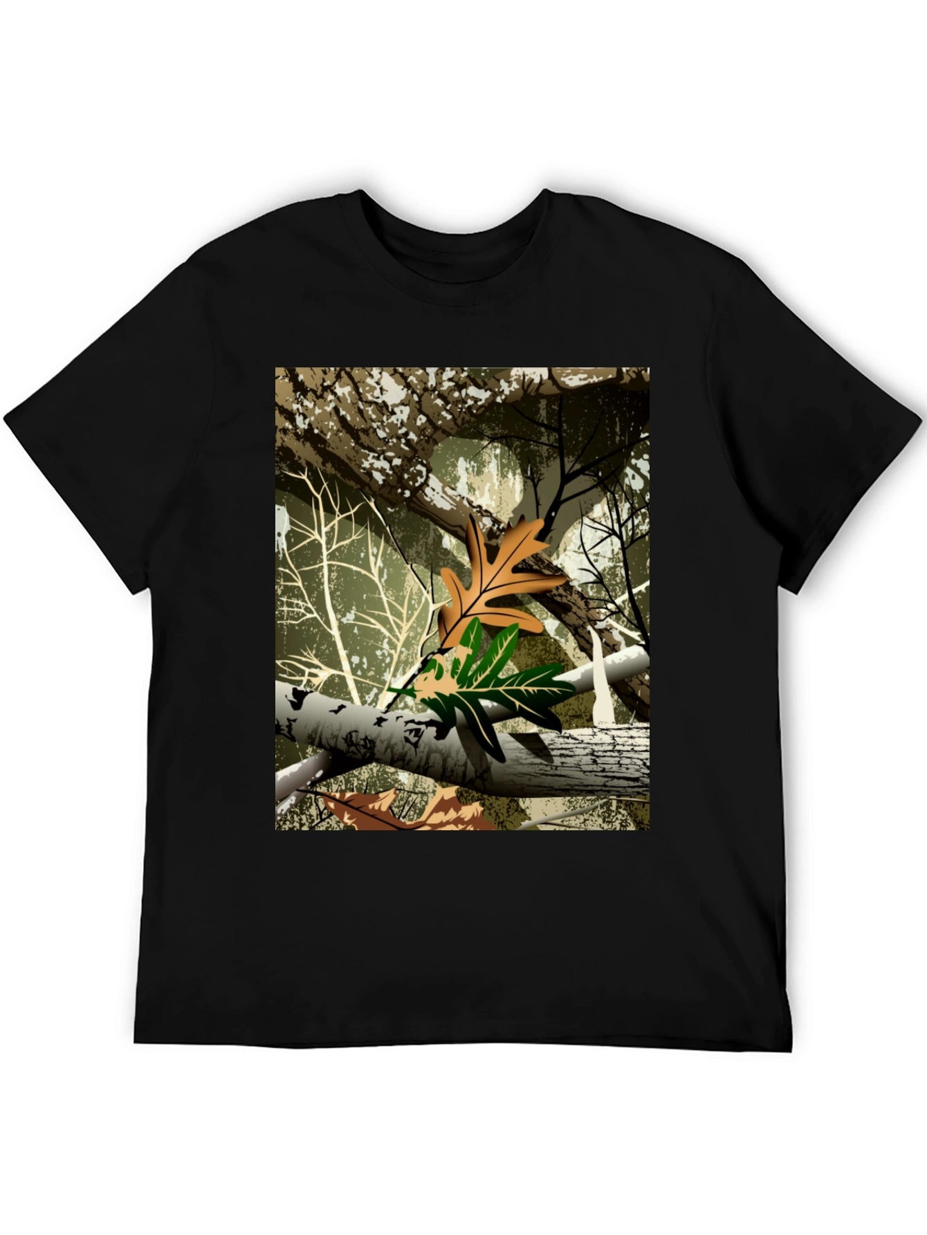 Nature Camo Mens Black T-Shirt