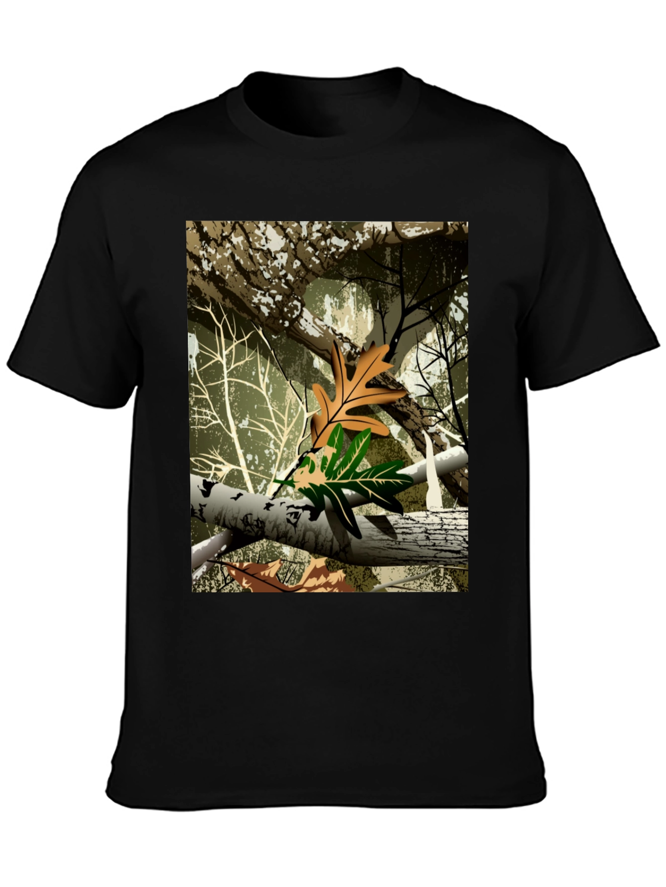 Nature Camo Mens Black T-Shirt