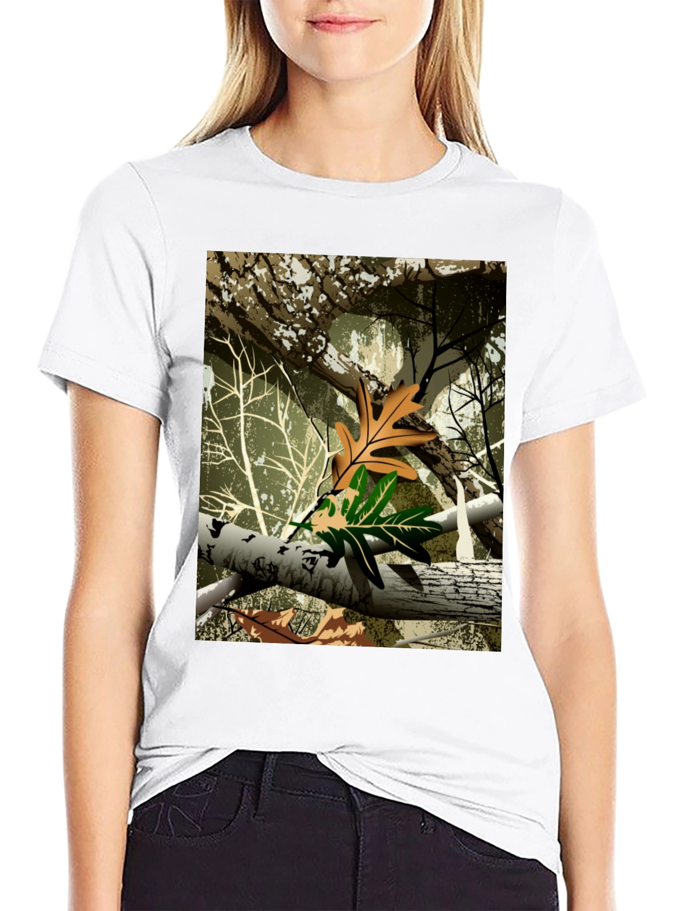 Nature Camo Mens Black T-Shirt