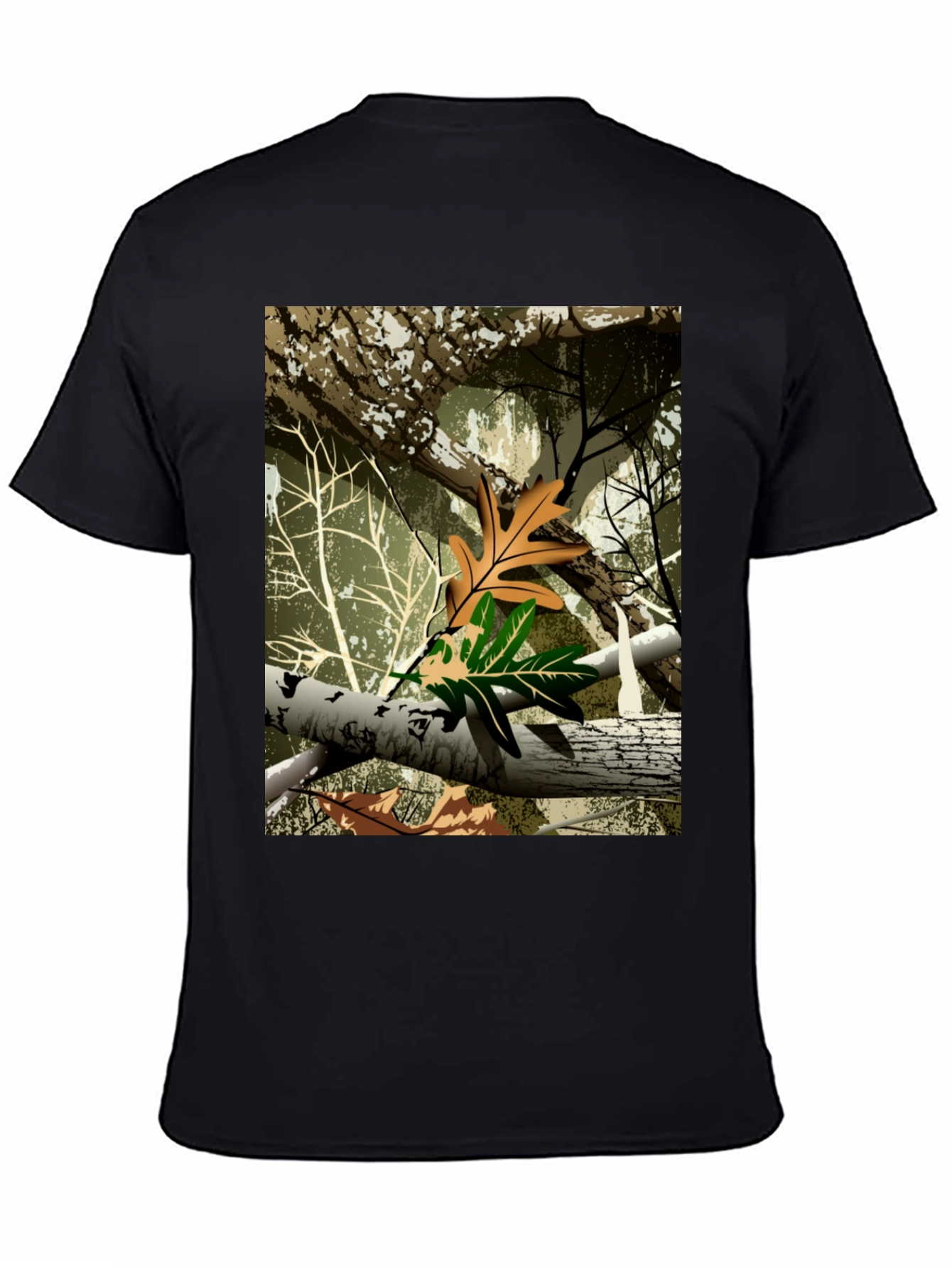 Nature Camo Mens Black T-Shirt