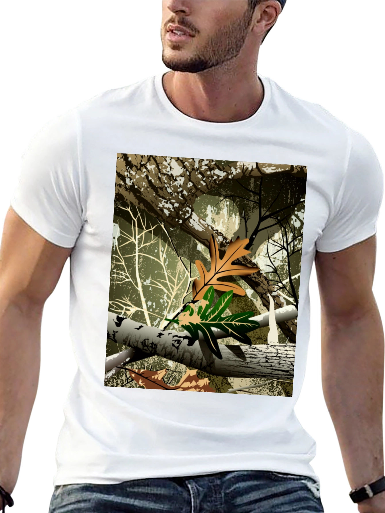 Nature Camo Mens Black T-Shirt