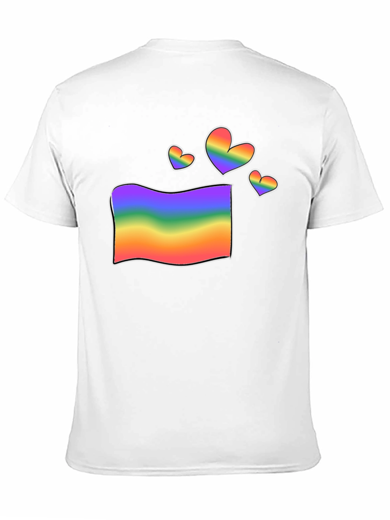 Rainbow Flag & Hearts Graphic Black T-Shirt