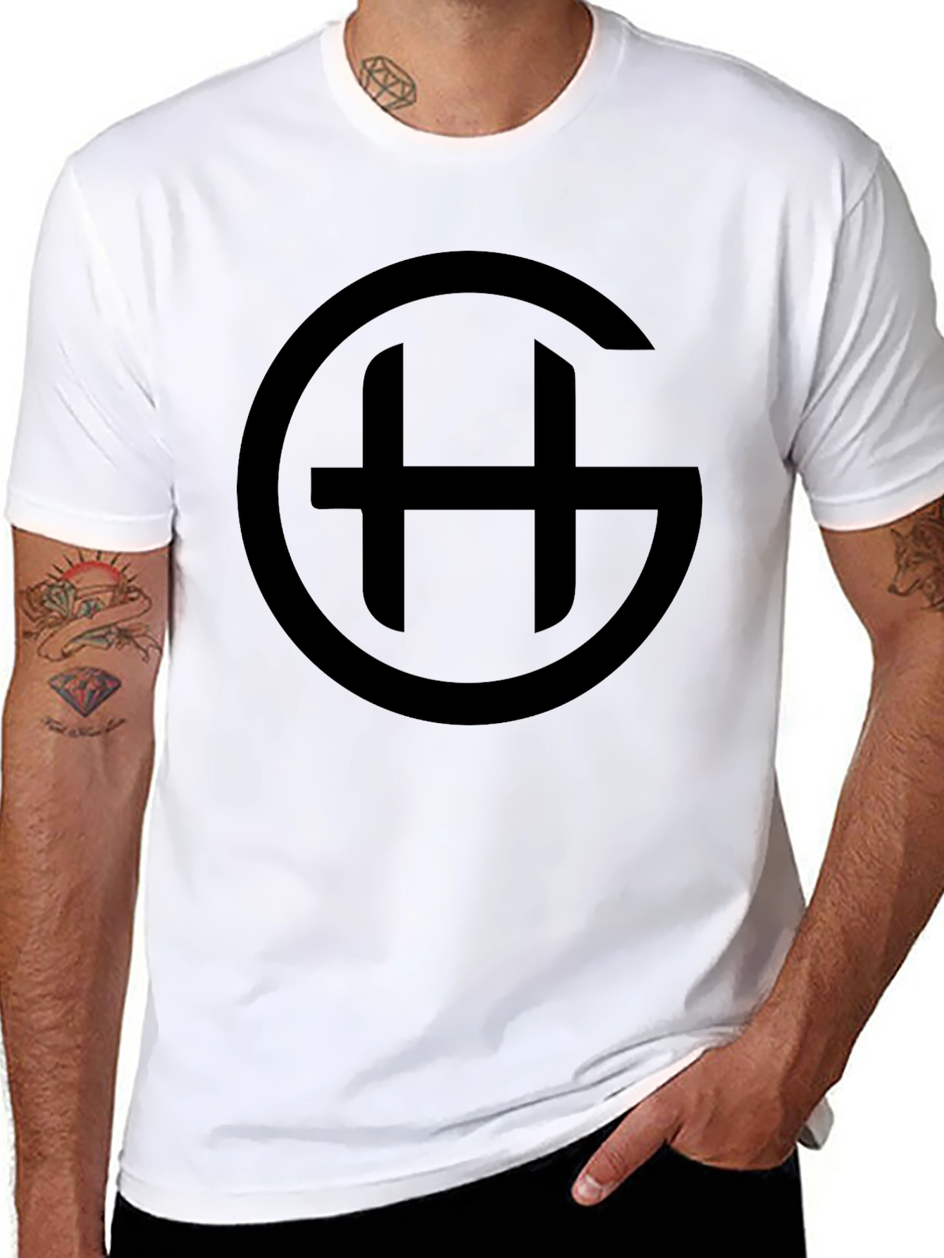 Black Circle GH Logo T-Shirt - Casual Style