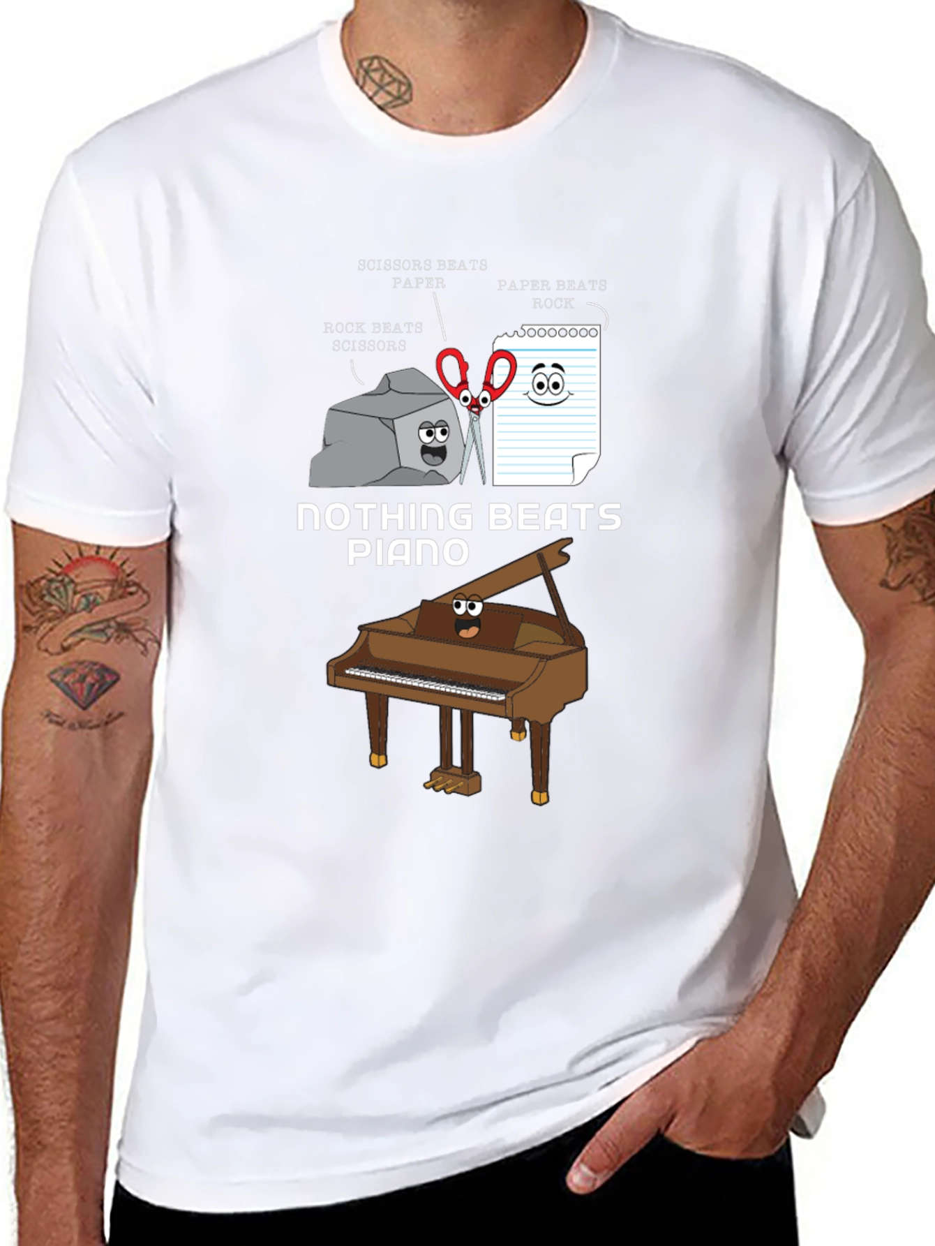Nothing Beats Piano T-Shirt: Rock Paper Scissors Pun