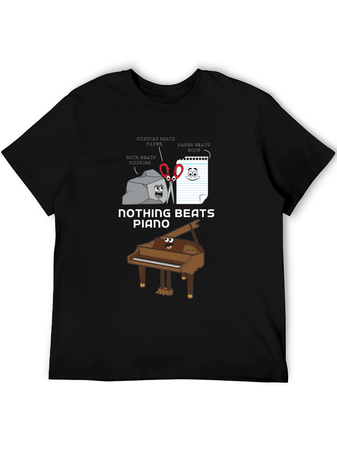 Nothing Beats Piano T-Shirt: Rock Paper Scissors Pun