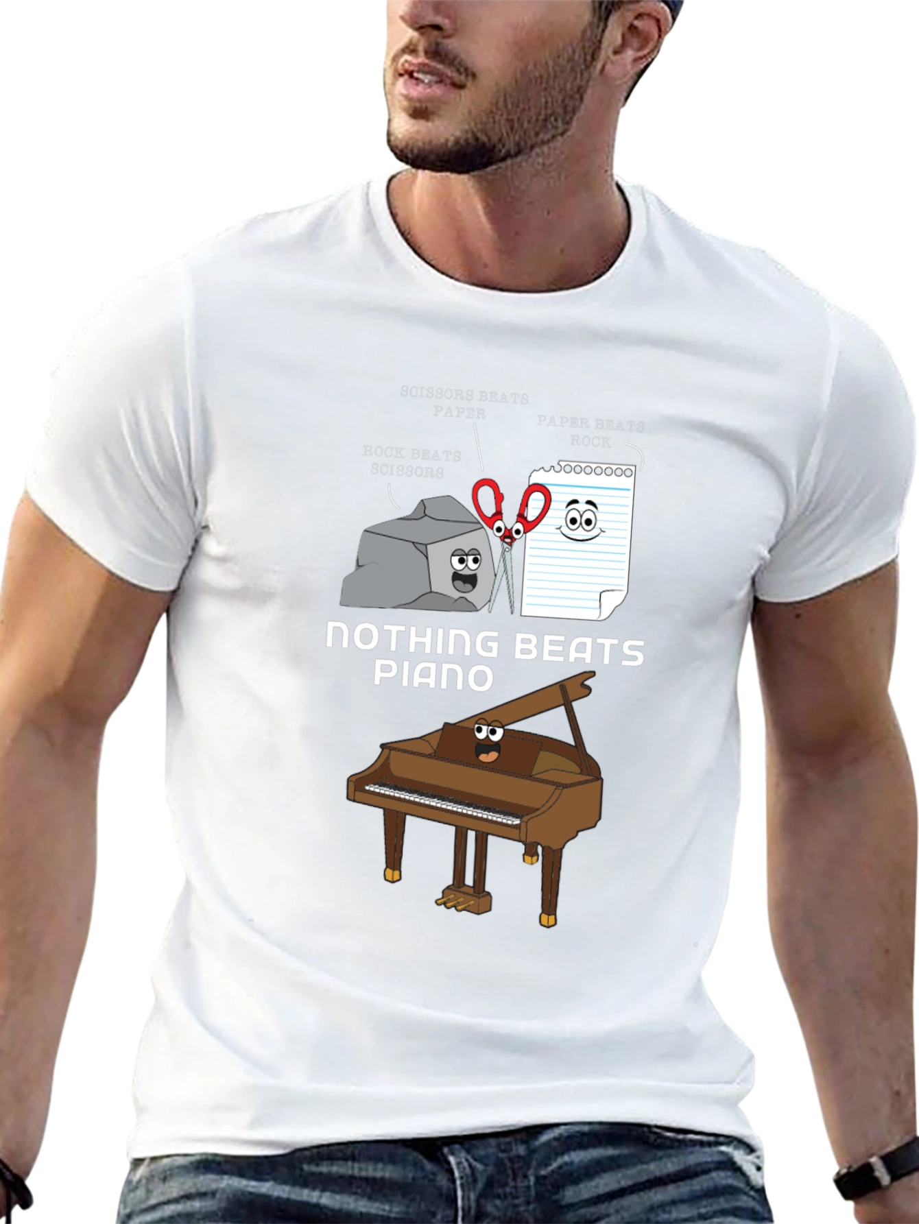 Nothing Beats Piano T-Shirt: Rock Paper Scissors Pun