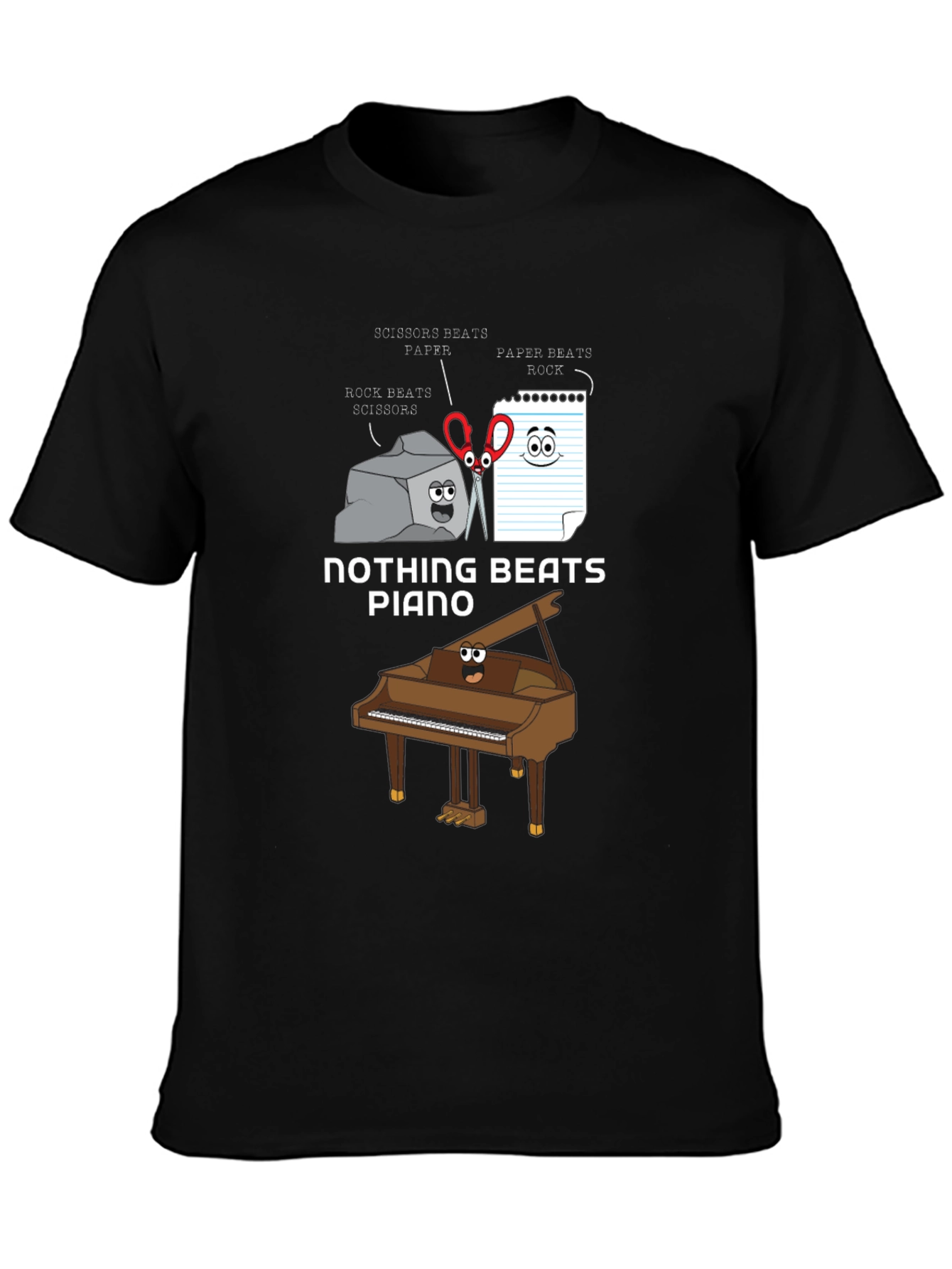 Nothing Beats Piano T-Shirt: Rock Paper Scissors Pun