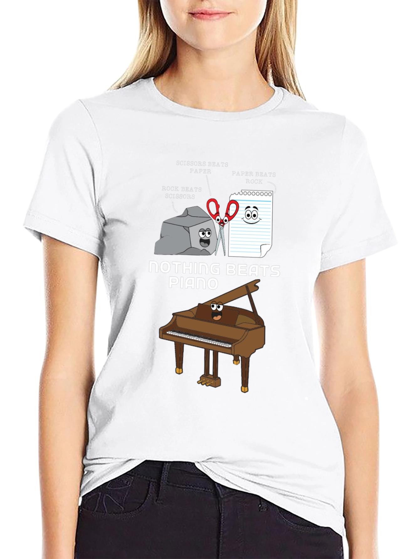 Nothing Beats Piano T-Shirt: Rock Paper Scissors Pun