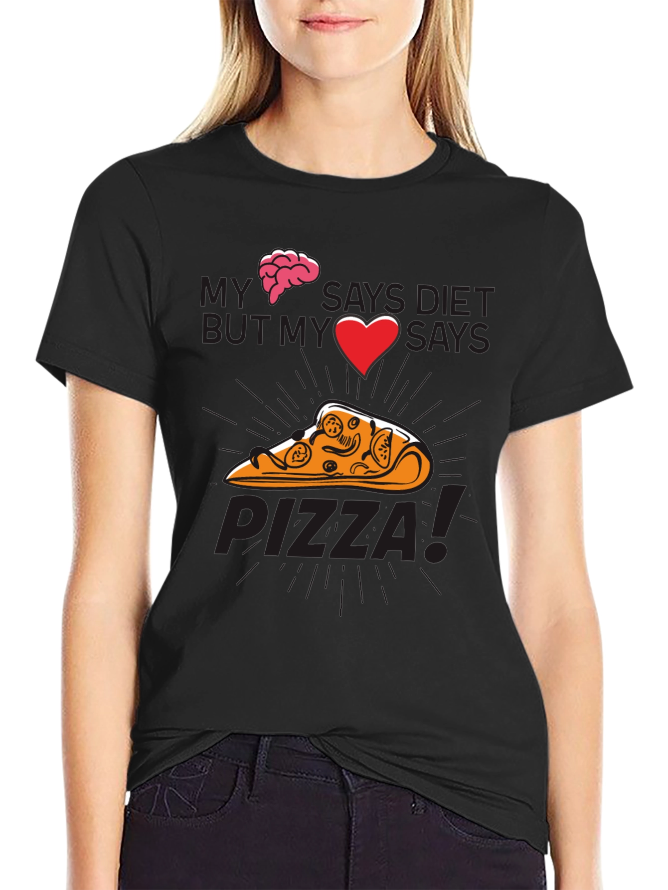My Brain Says Diet Pizza Graphic T-Shirt