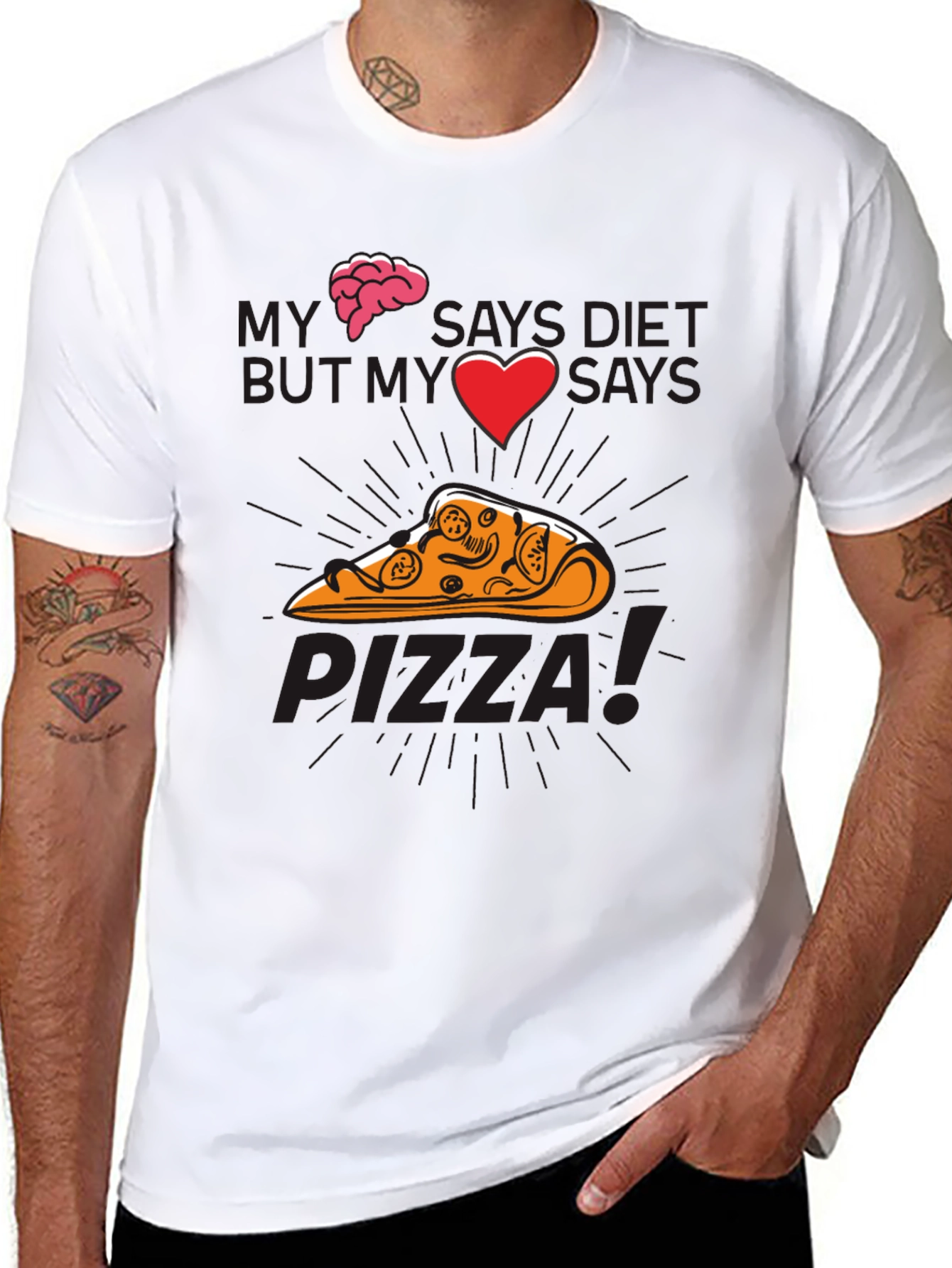 My Brain Says Diet Pizza Graphic T-Shirt