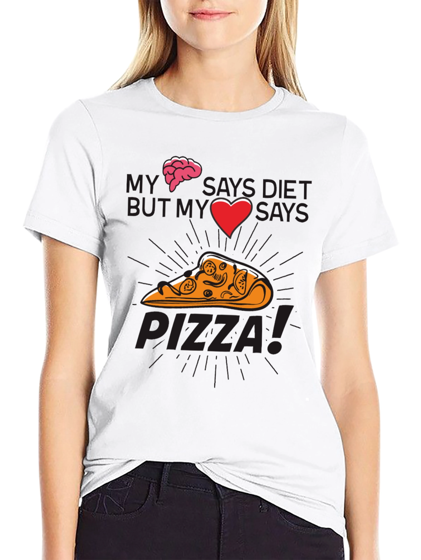 My Brain Says Diet Pizza Graphic T-Shirt