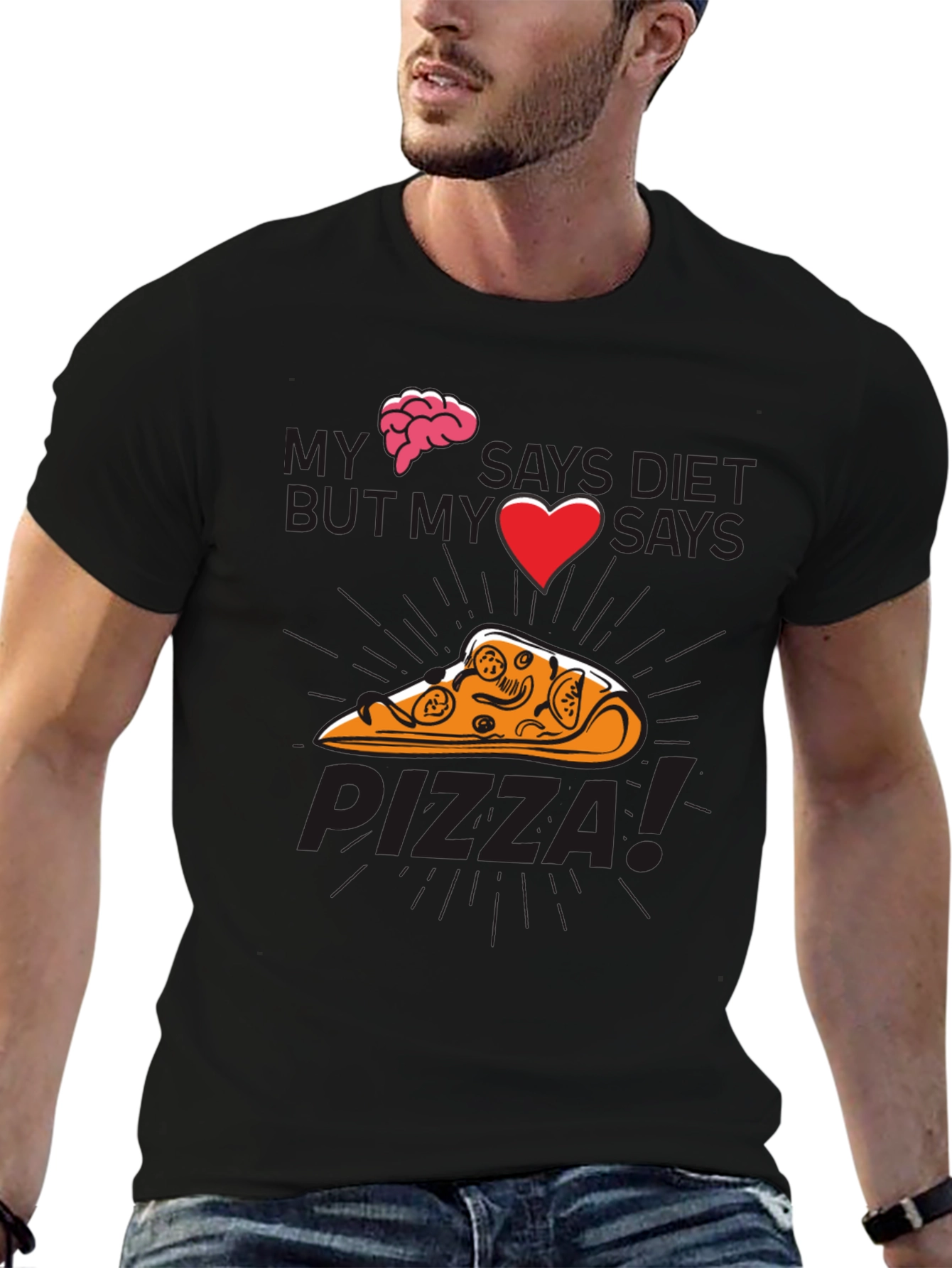 My Brain Says Diet Pizza Graphic T-Shirt