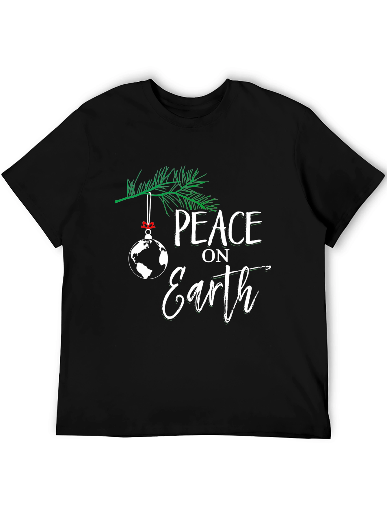 Peace on Earth Globe Christmas Holiday Black T-Shirt