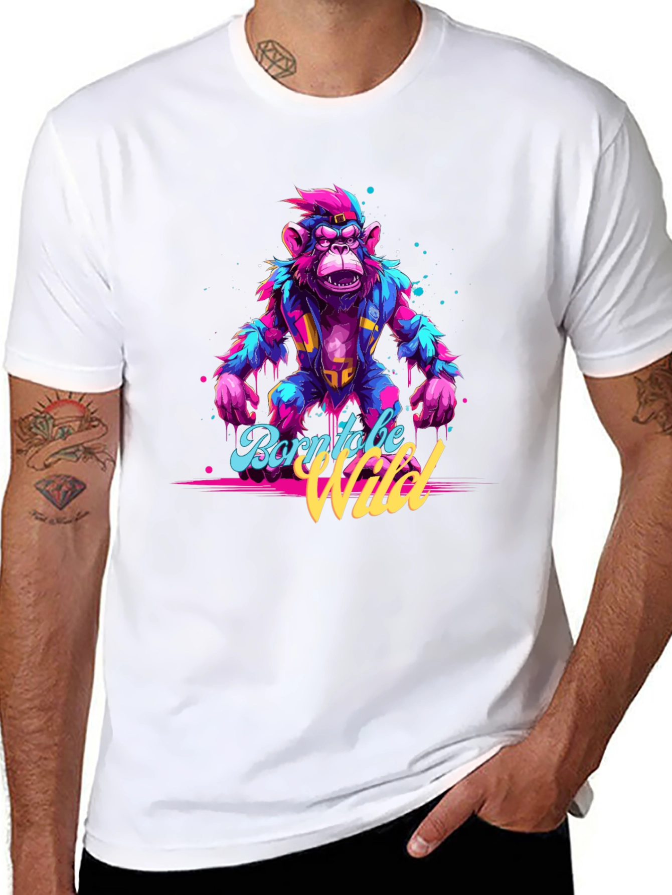 Born to be Wild Monkey Graphic Black T-Shirt