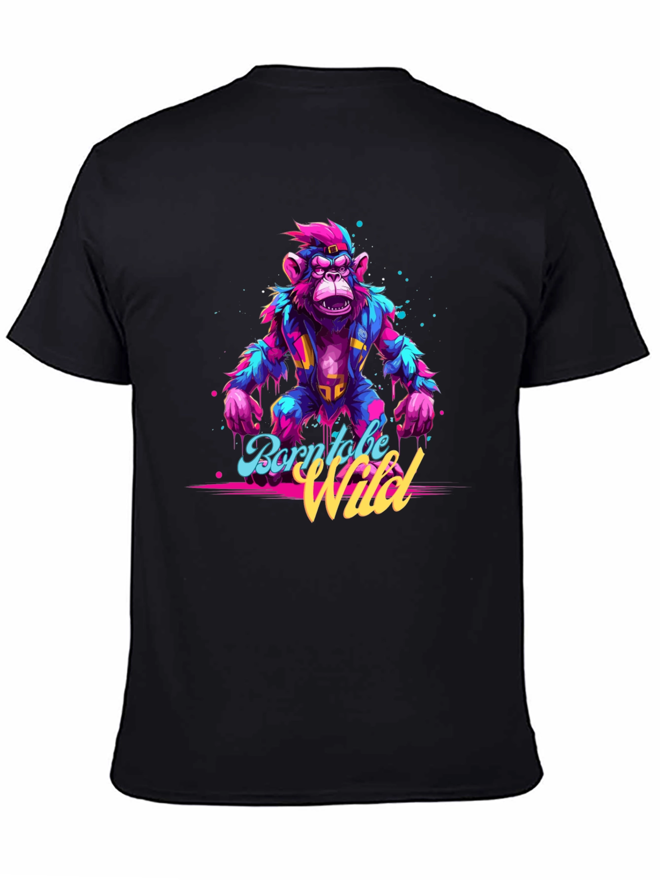 Born to be Wild Monkey Graphic Black T-Shirt