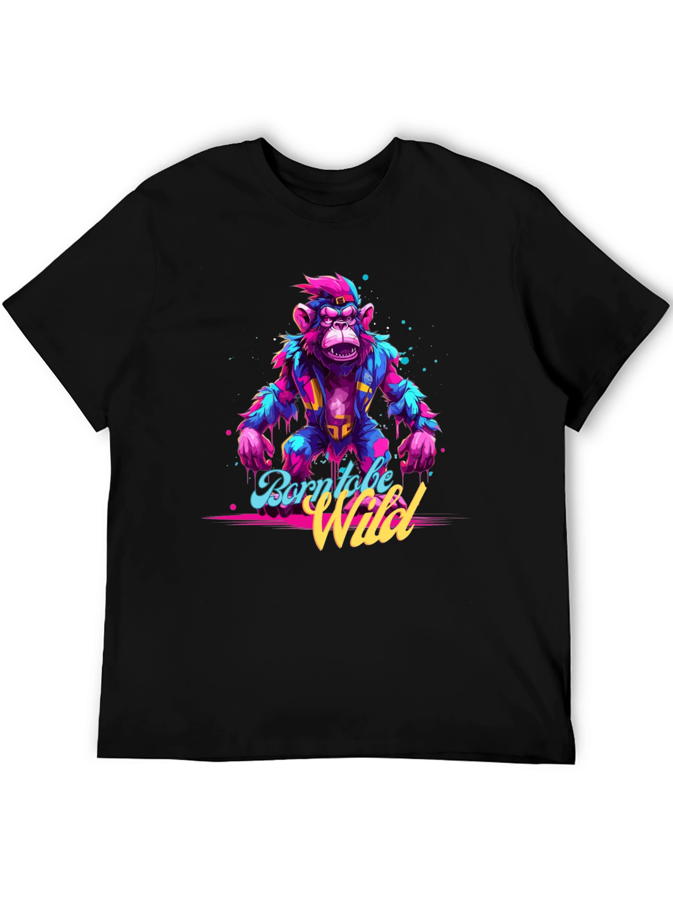 Born to be Wild Monkey Graphic Black T-Shirt