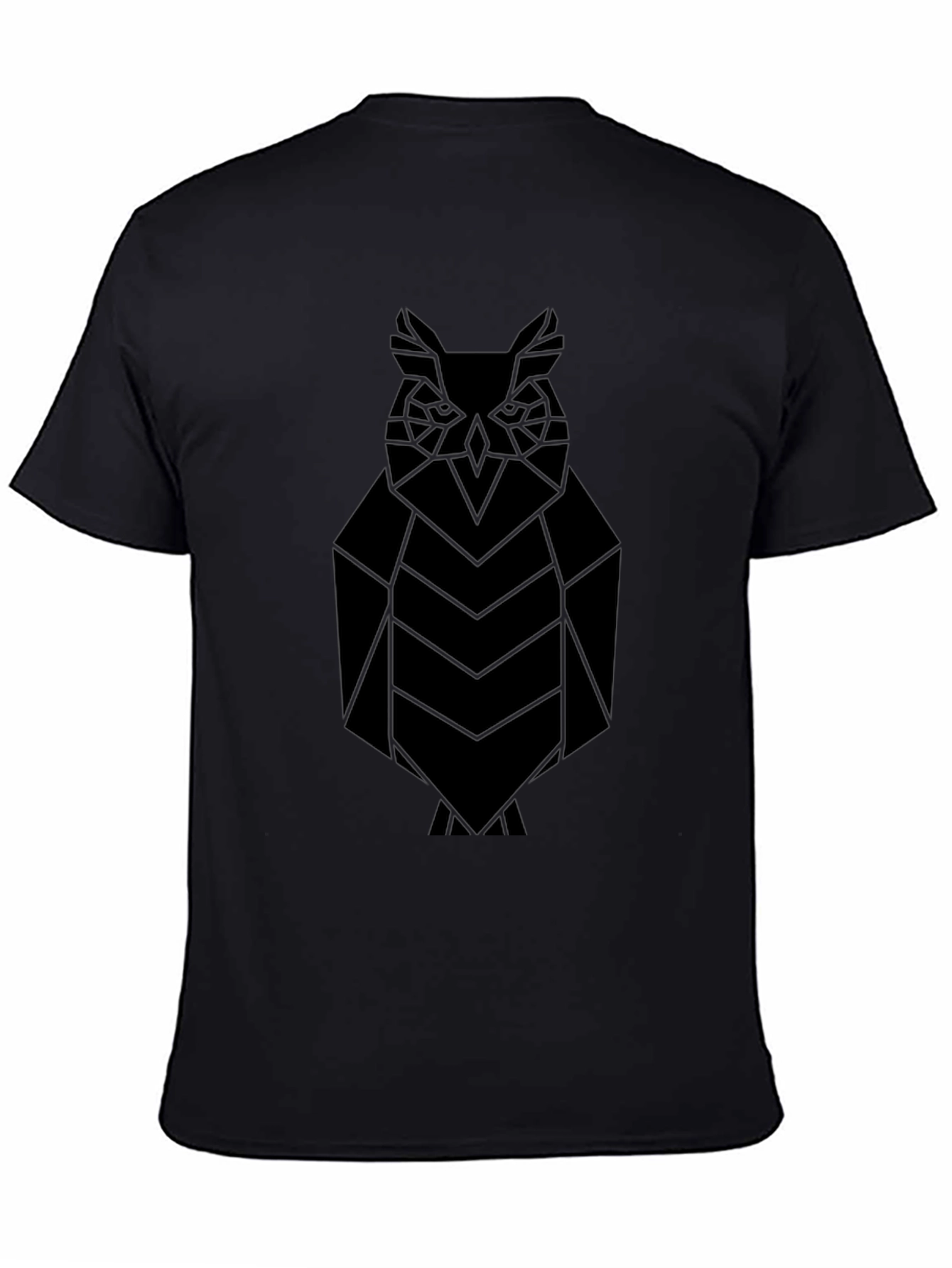 Geometric Owl Graphic Tee - Black