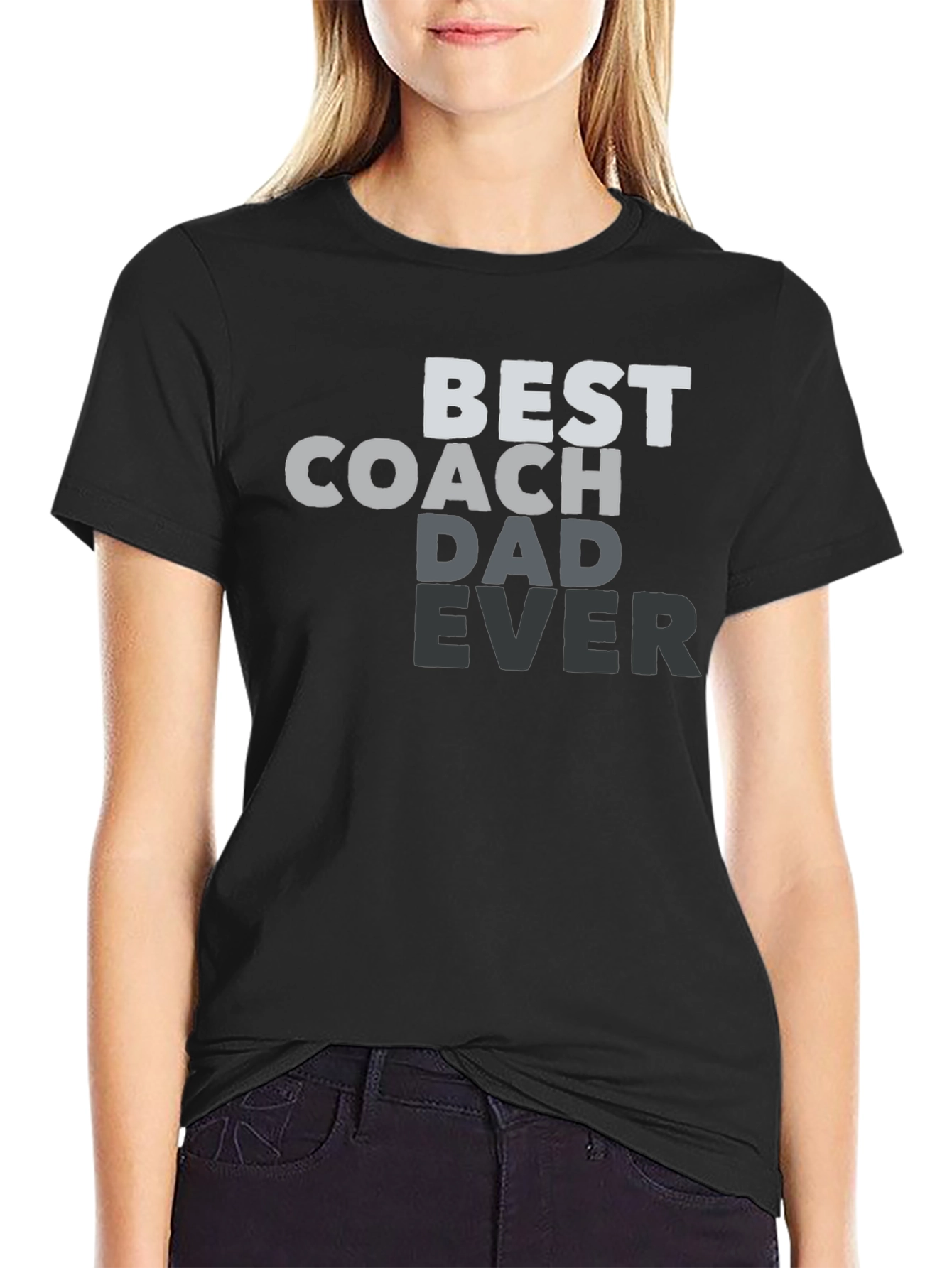 Best Coach Dad Ever Black Graphic Tee