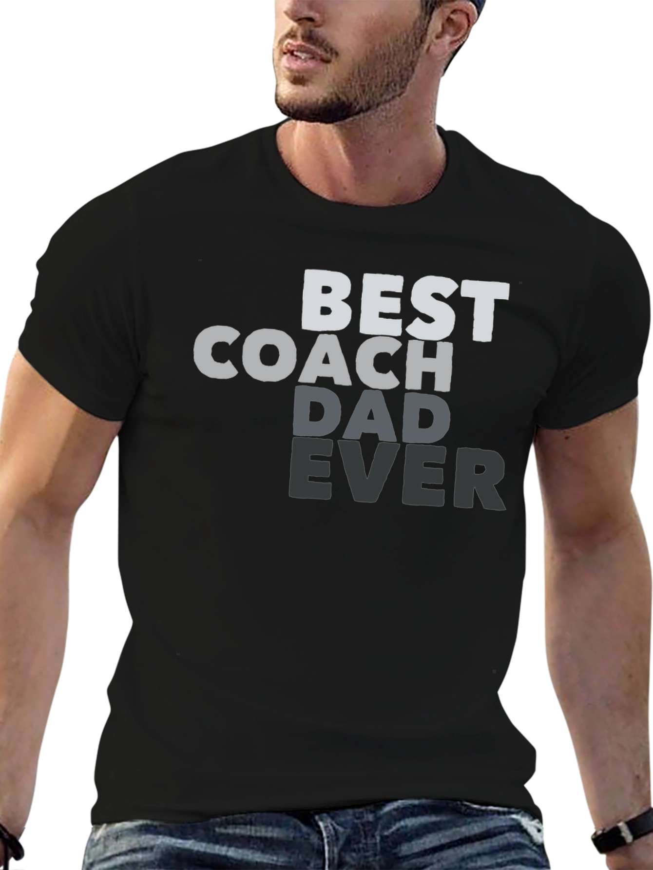Best Coach Dad Ever Black Graphic Tee