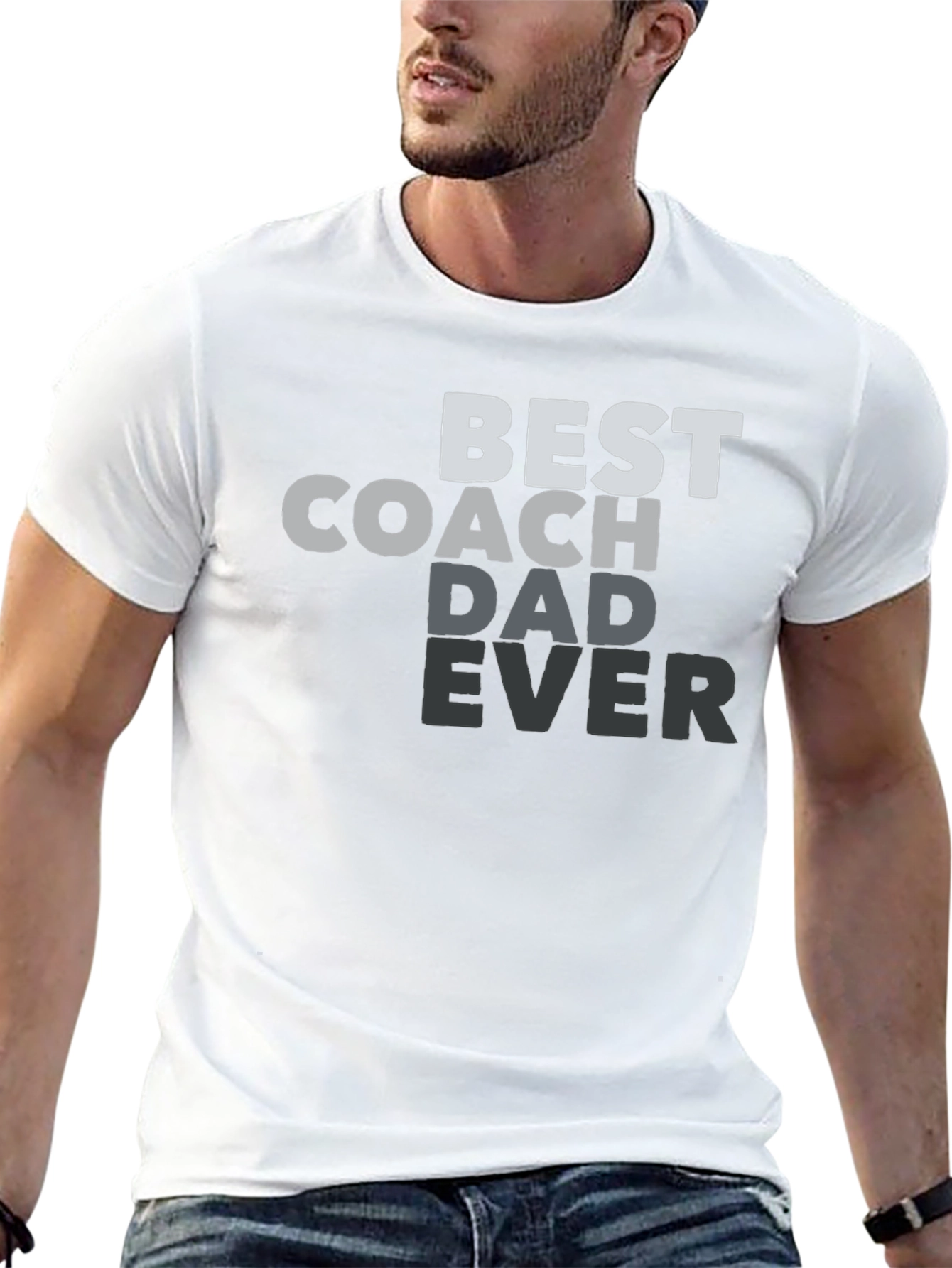 Best Coach Dad Ever Black Graphic Tee