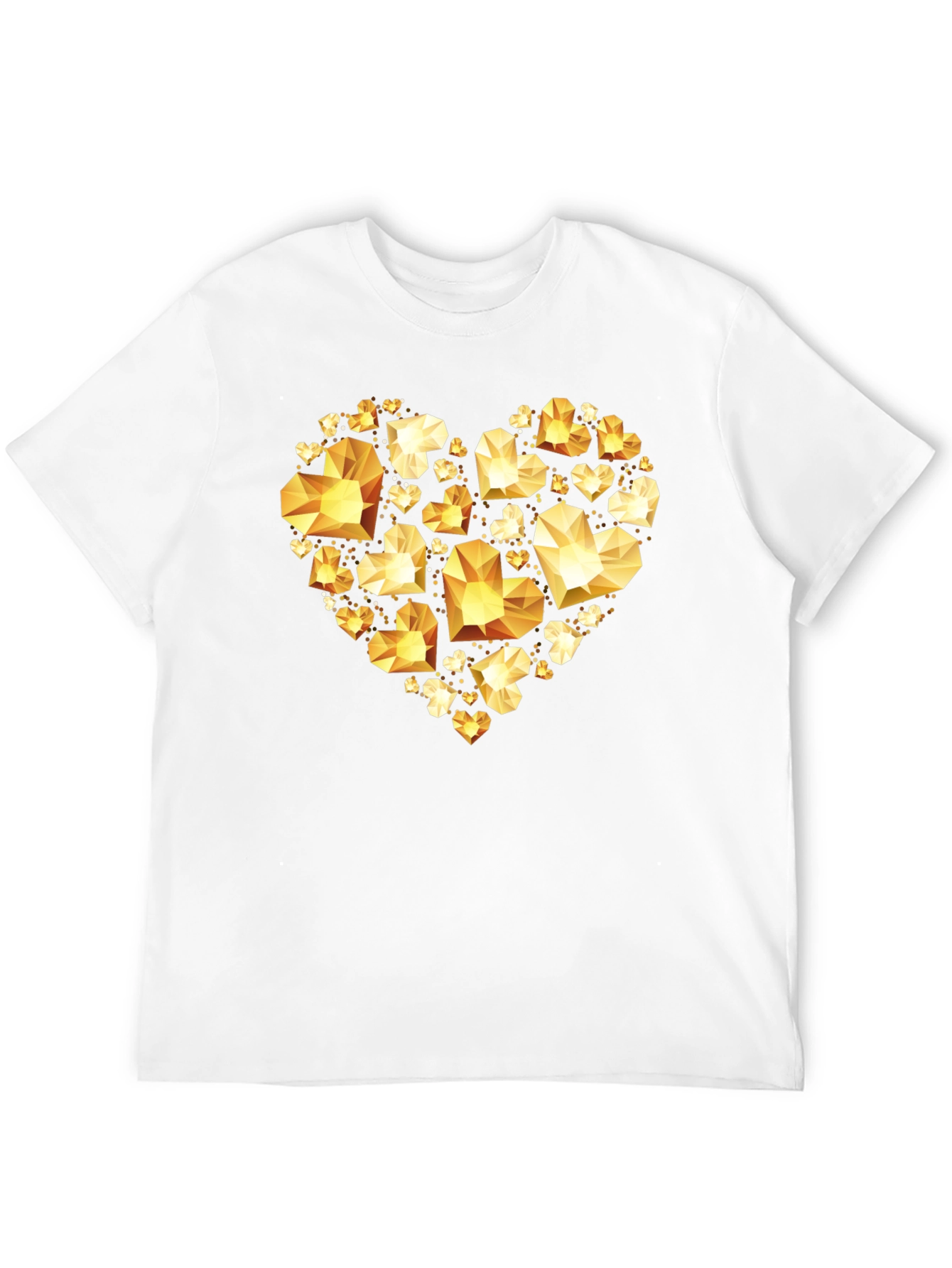 Geometric Gold Heart Graphic Tee - Black Cotton