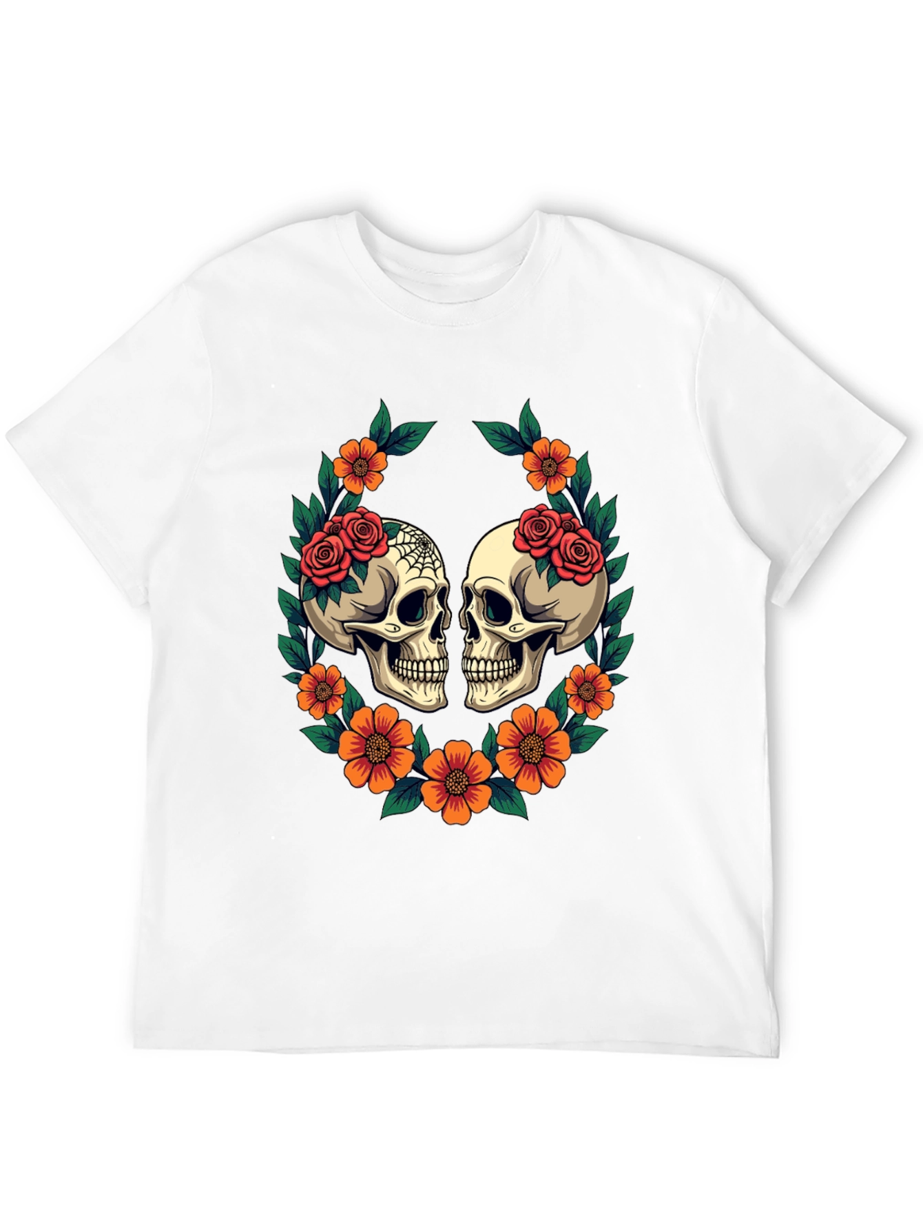 Skull & Floral Graphic T-Shirt - Gothic Style