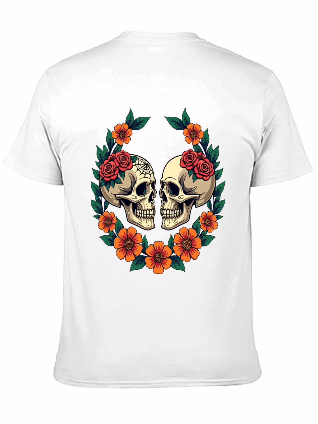 Skull & Floral Graphic T-Shirt - Gothic Style