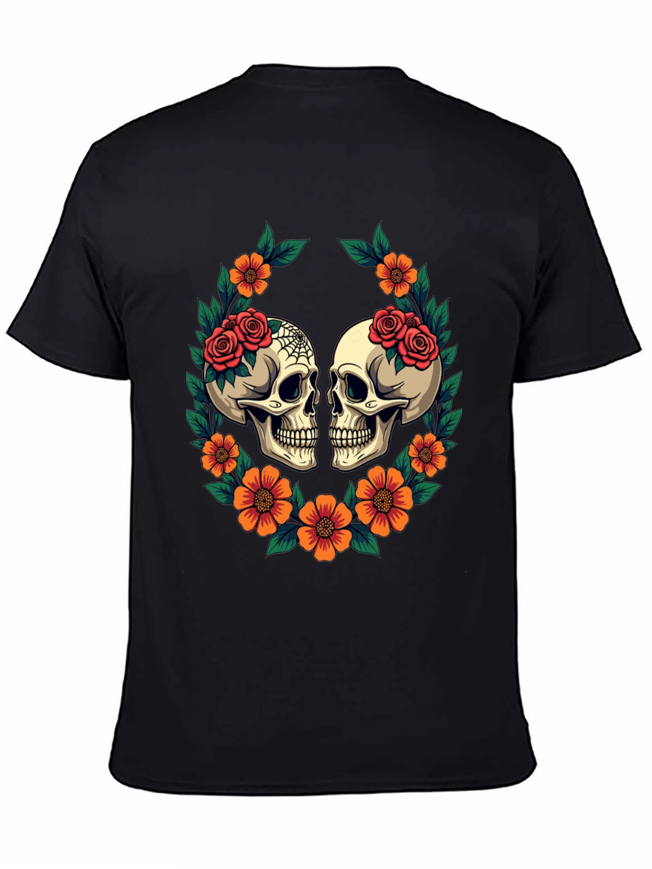 Skull & Floral Graphic T-Shirt - Gothic Style