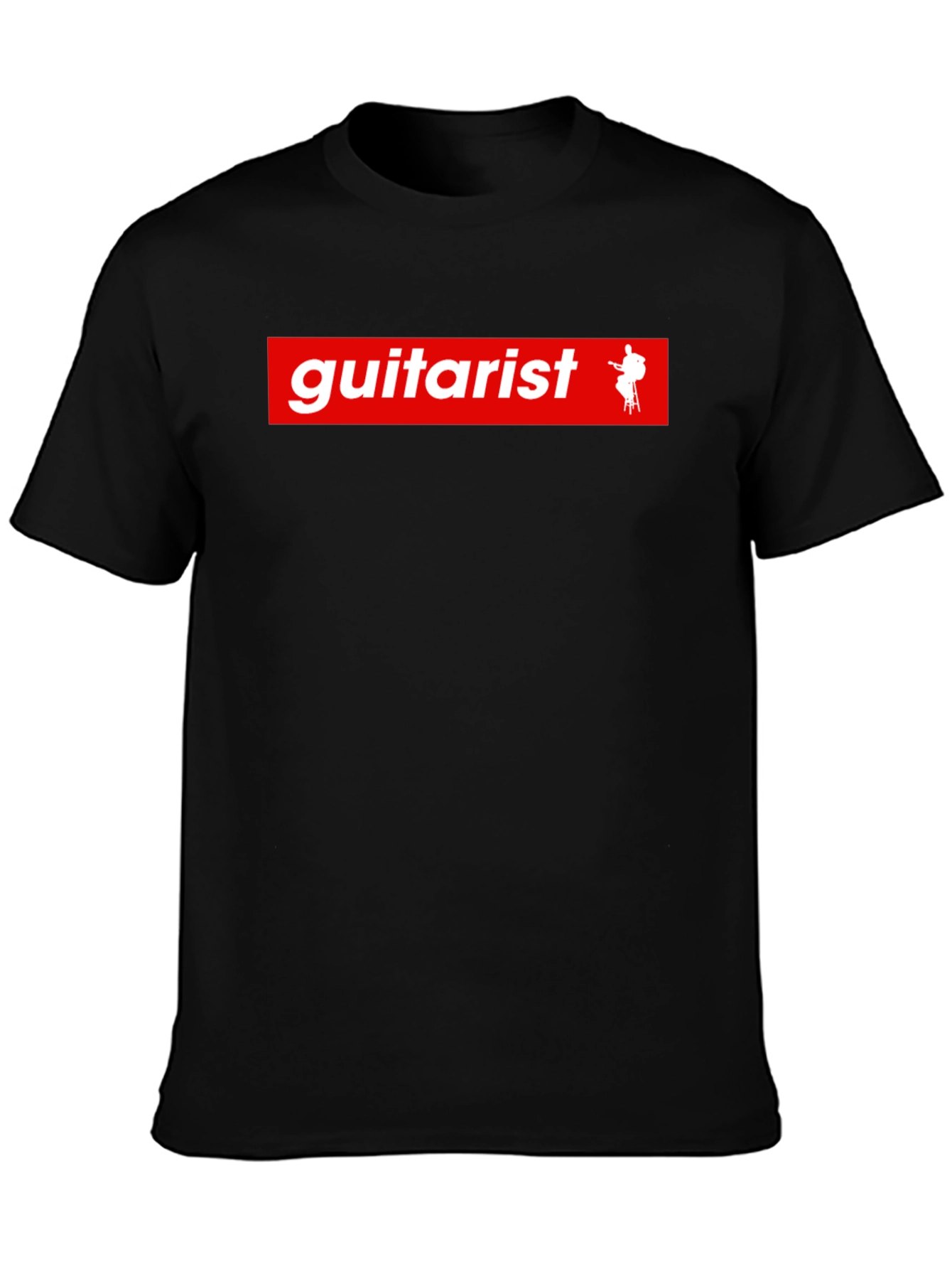 Guitarist Red Box Logo Black T-Shirt