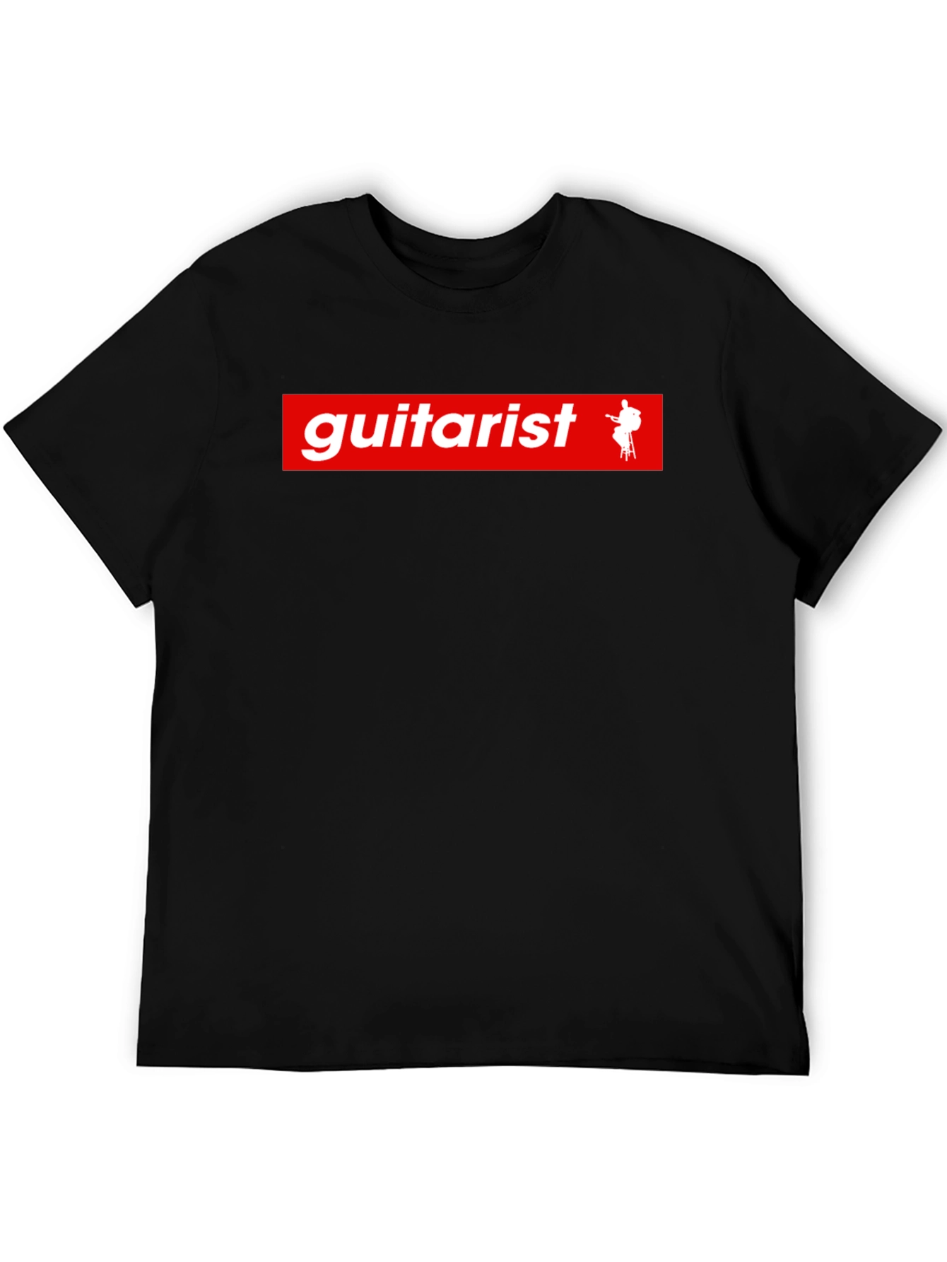 Guitarist Red Box Logo Black T-Shirt