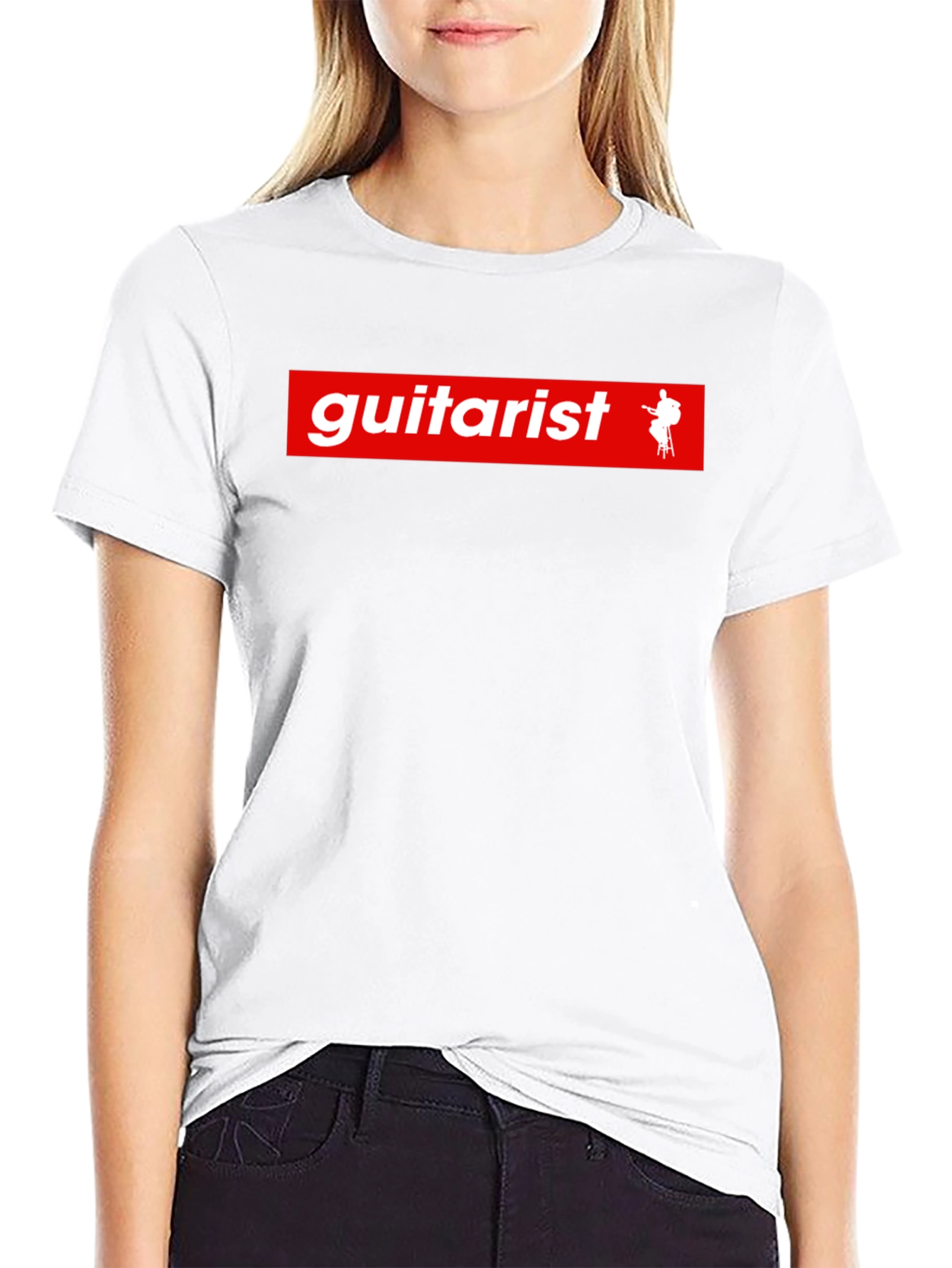 Guitarist Red Box Logo Black T-Shirt