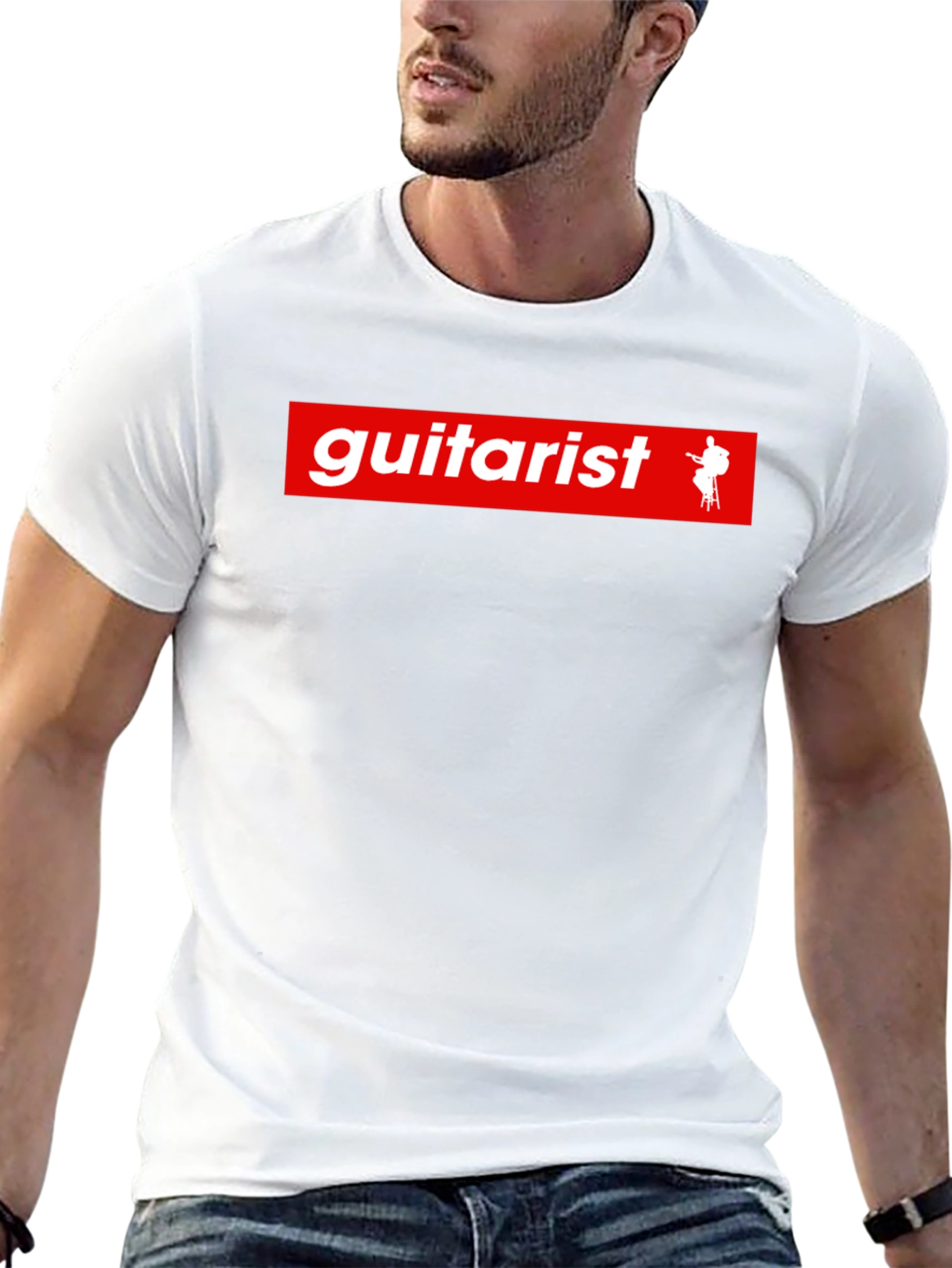 Guitarist Red Box Logo Black T-Shirt