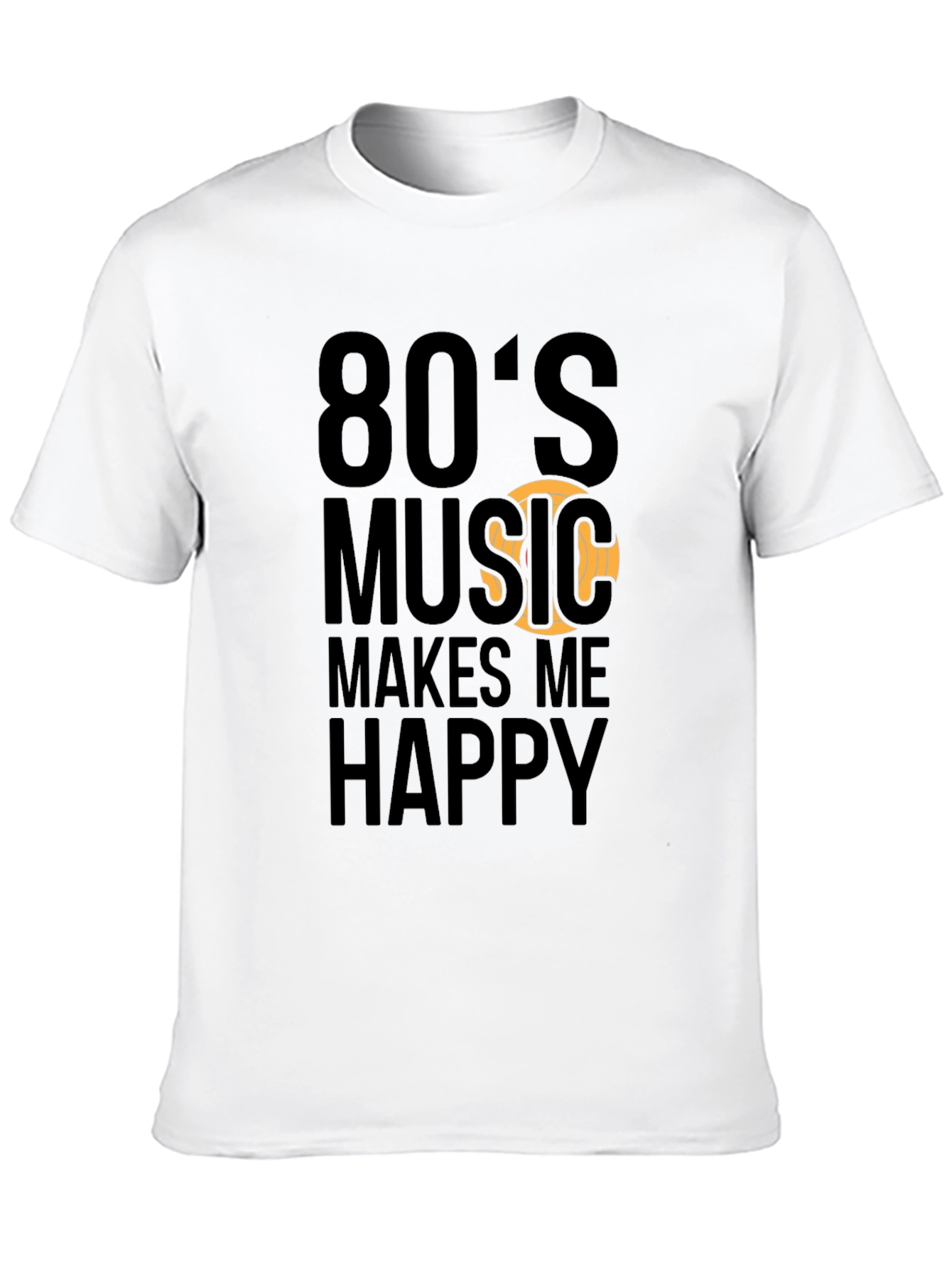80s Music Makes Me Happy Black T-Shirt