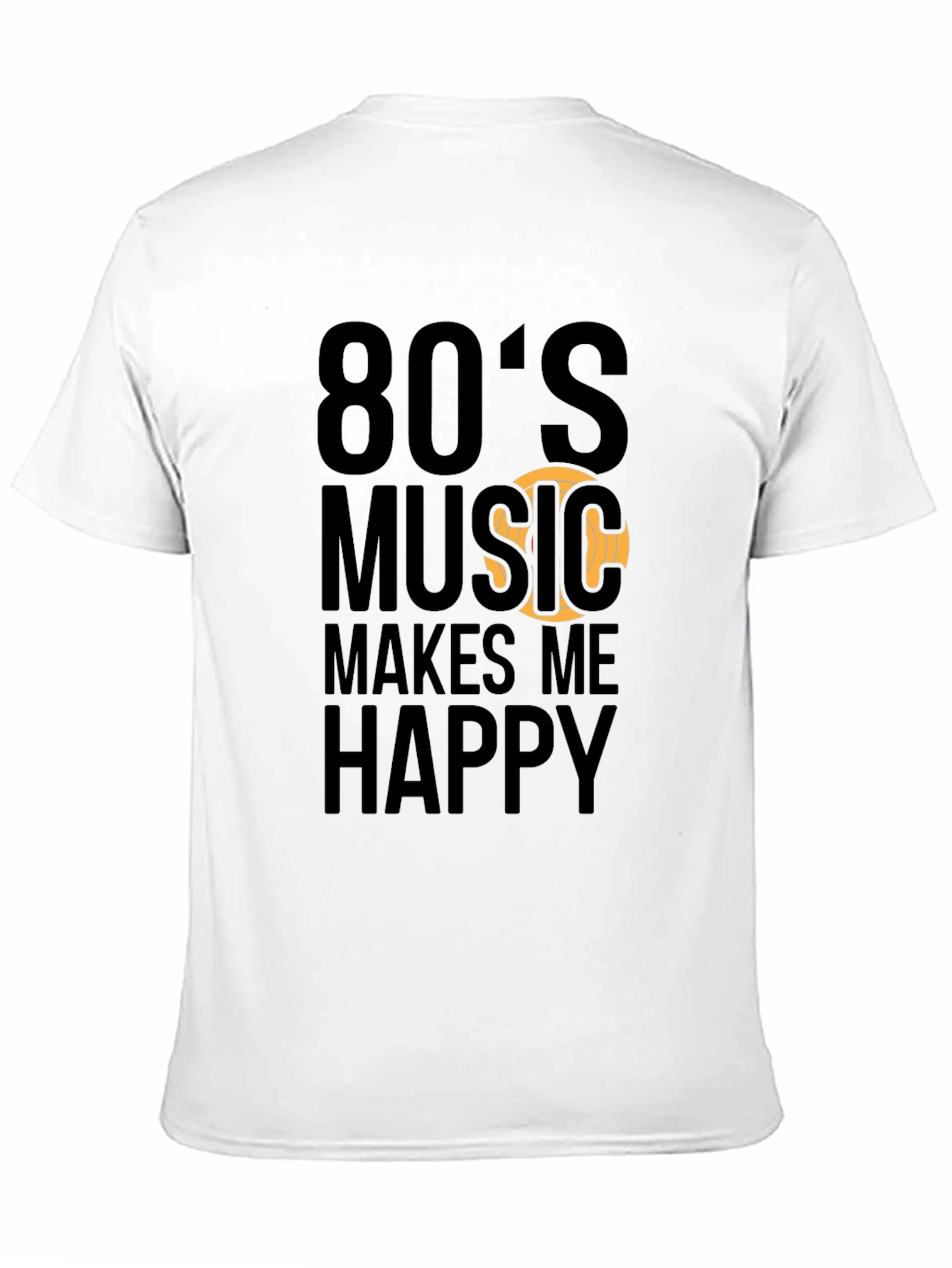 80s Music Makes Me Happy Black T-Shirt