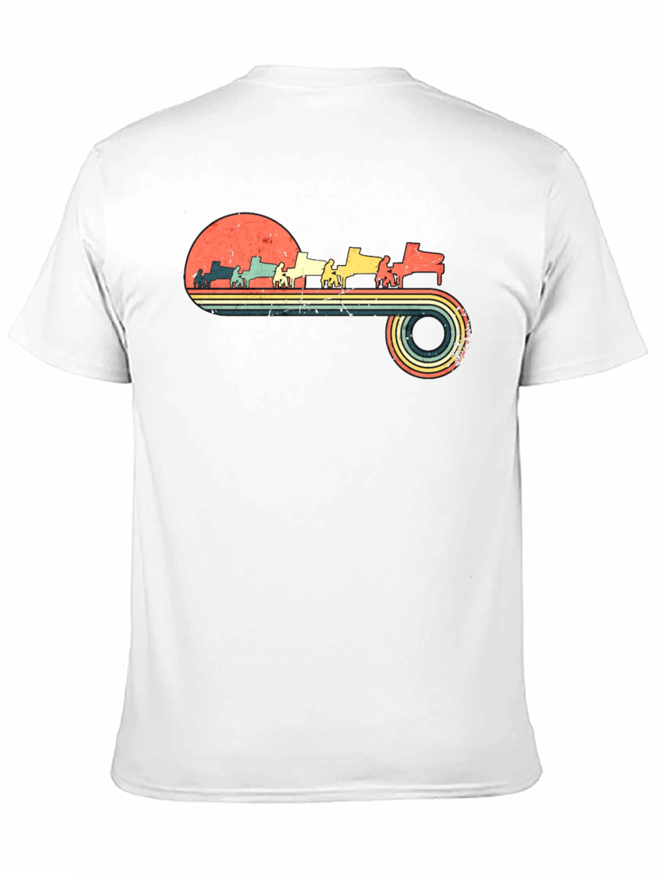 Retro Piano Player Sunset Graphic Tee