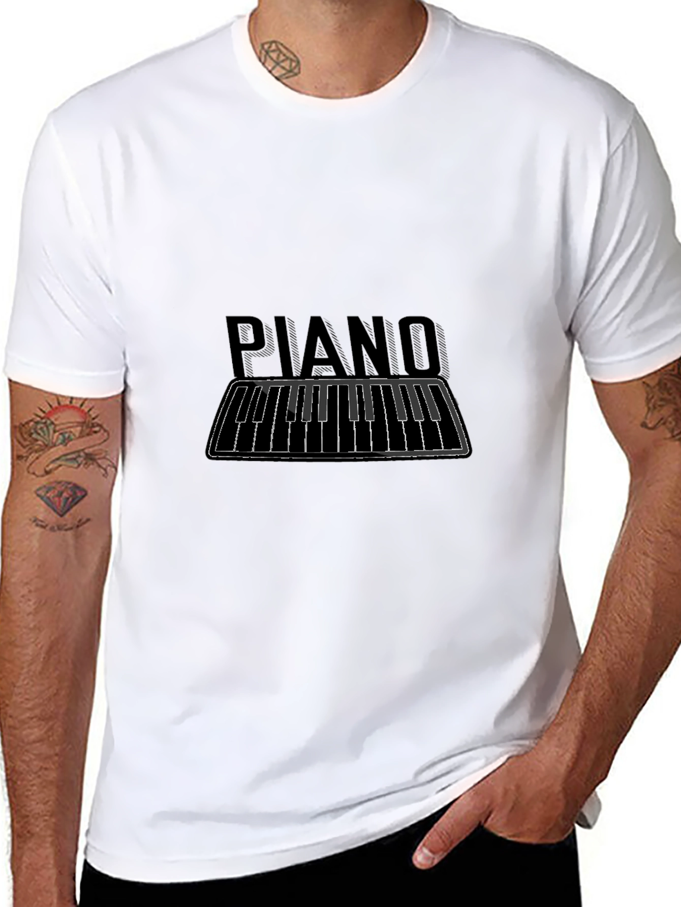Piano Keyboard Graphic Black T-Shirt