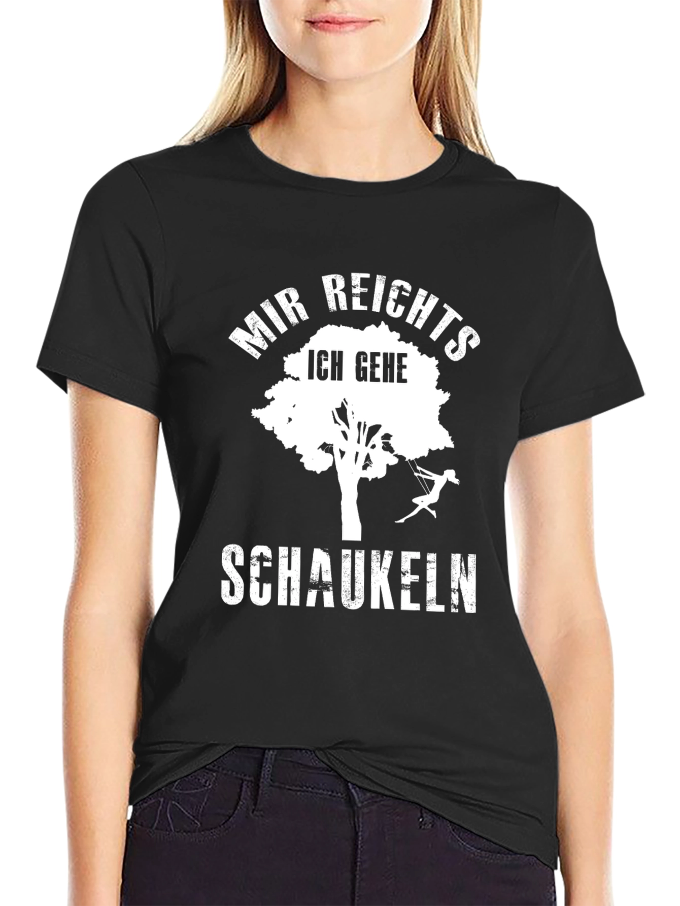 Mir Reichts Ich Gehe Schaukeln Black T-Shirt