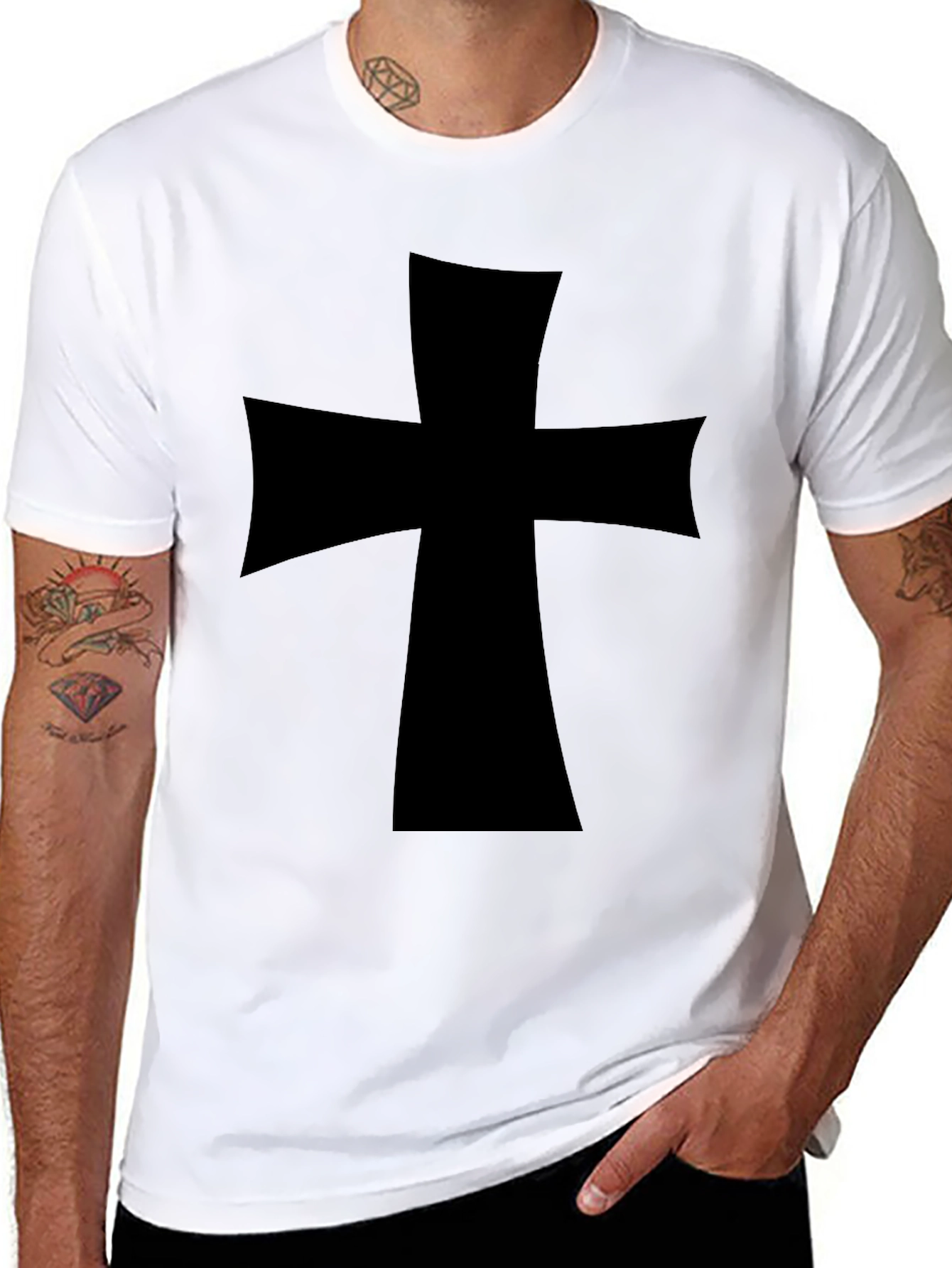 Black T-Shirt with Cross Graphic