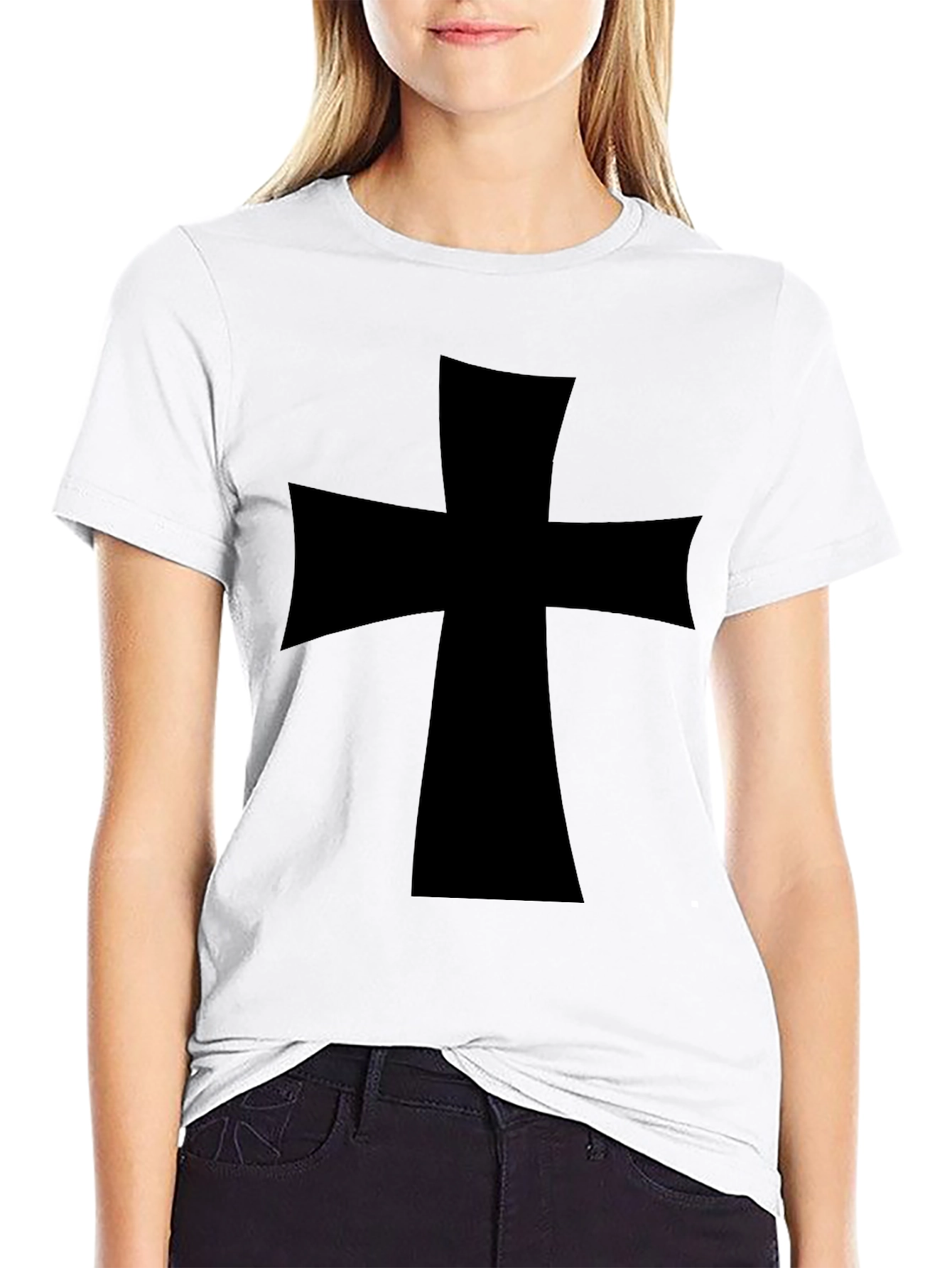 Black T-Shirt with Cross Graphic