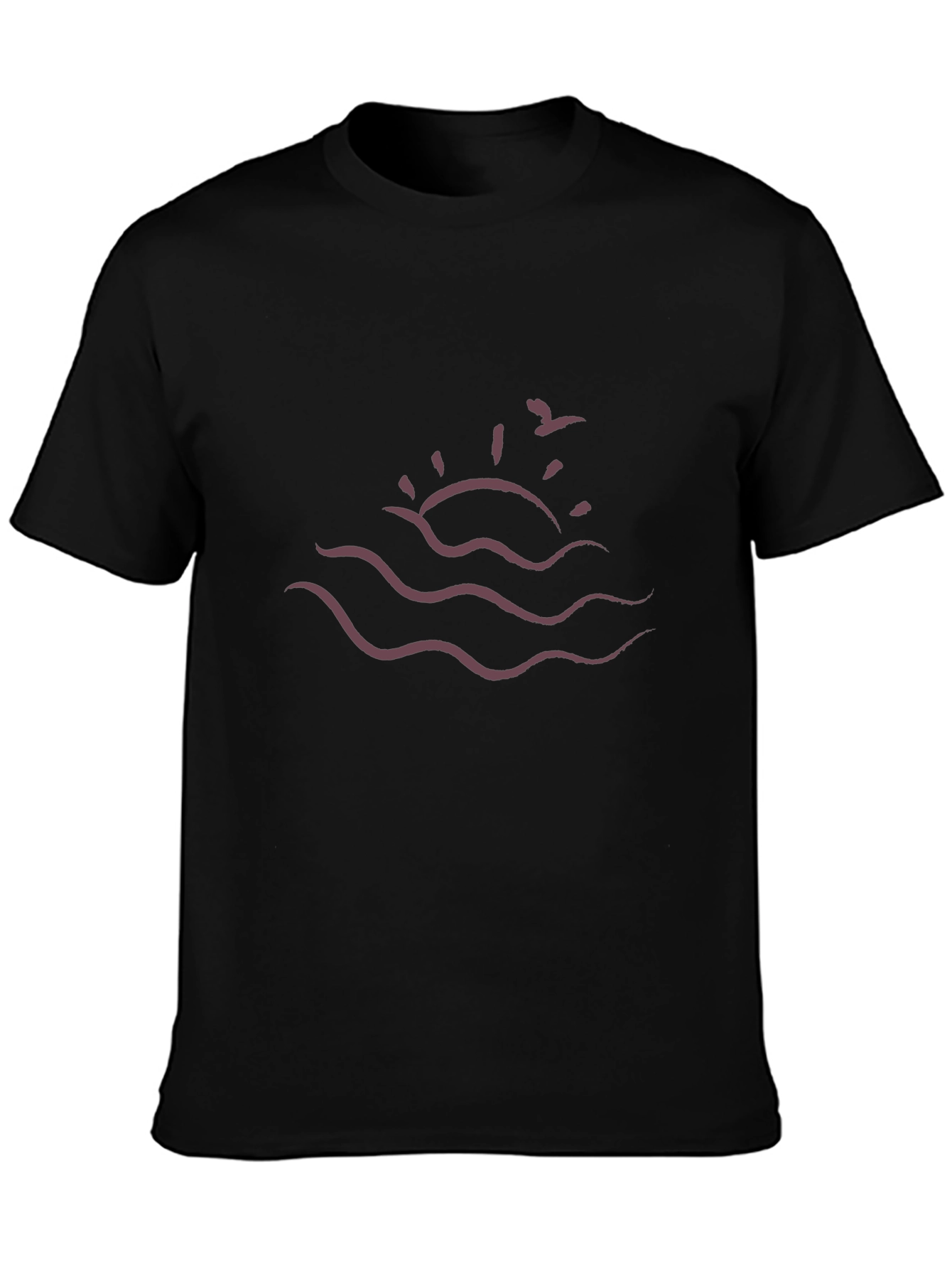 Sunset Waves Graphic Tee - Black Cotton Comfort