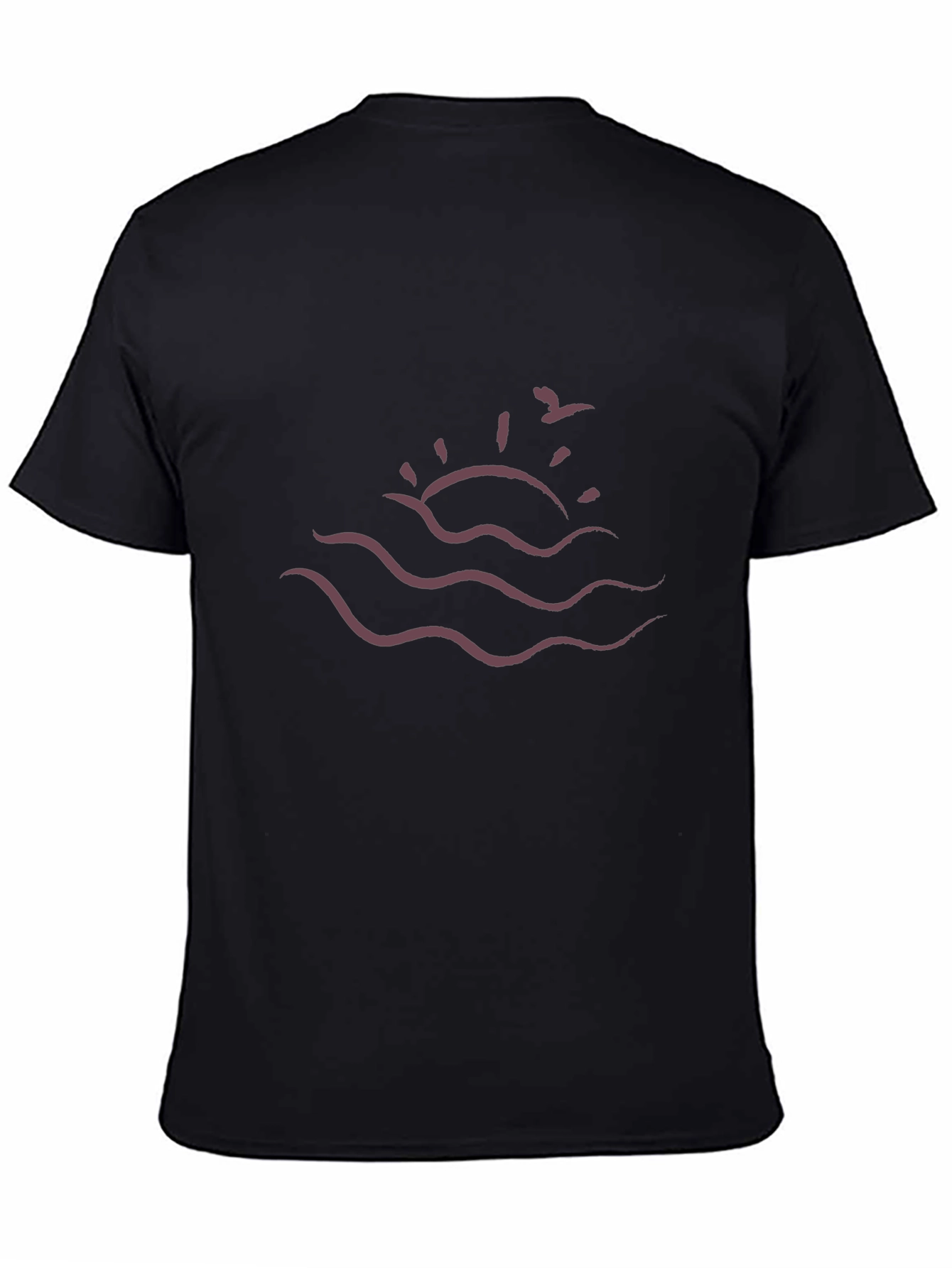 Sunset Waves Graphic Tee - Black Cotton Comfort