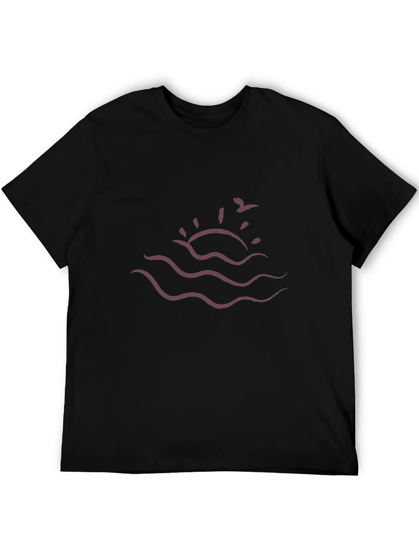 Sunset Waves Graphic Tee - Black Cotton Comfort