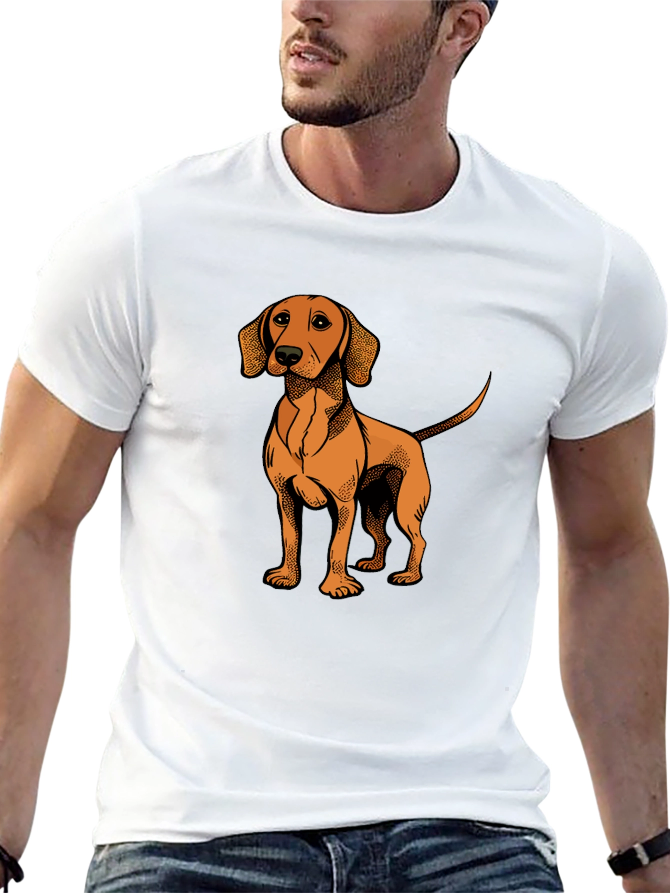 Dog Graphic T-Shirt - Mens Black Cotton Tee